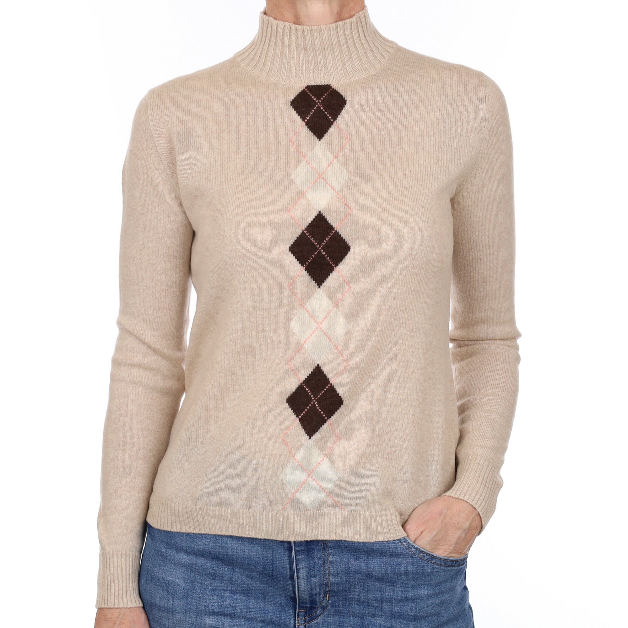 Fawn Diamond Cashmere Turtle Neck Jumper Small