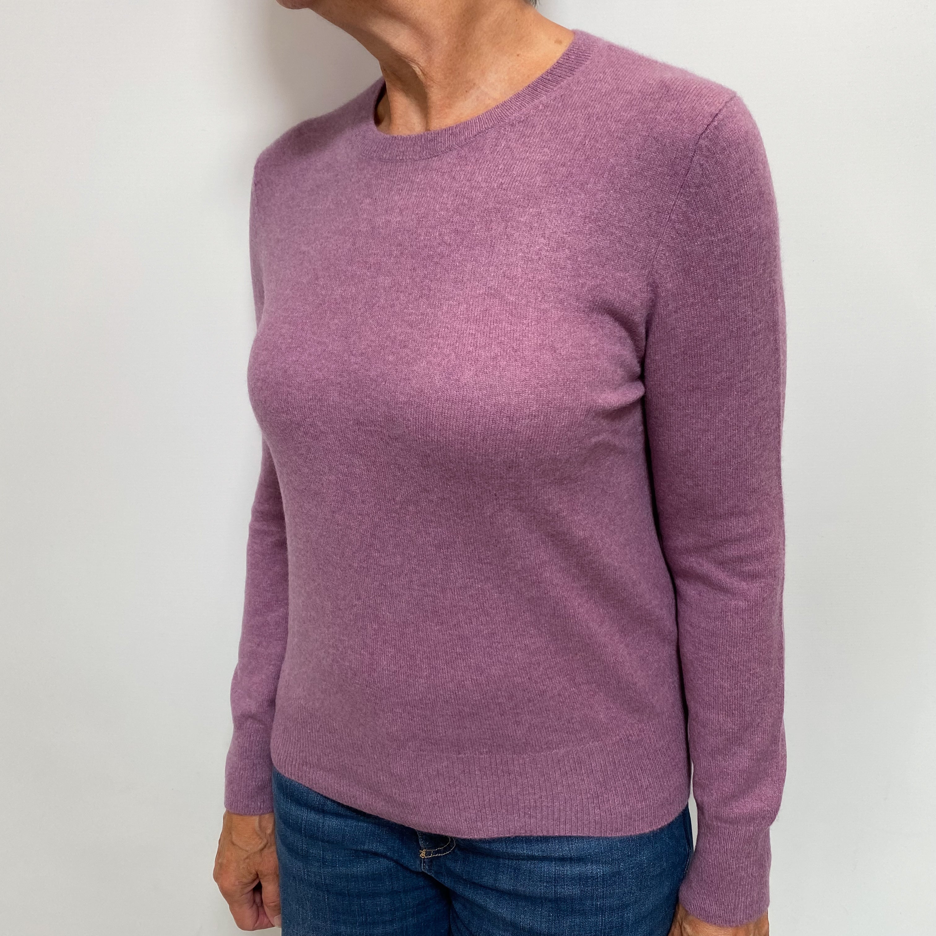 Heather Purple Cashmere Crew Neck Jumper Medium
