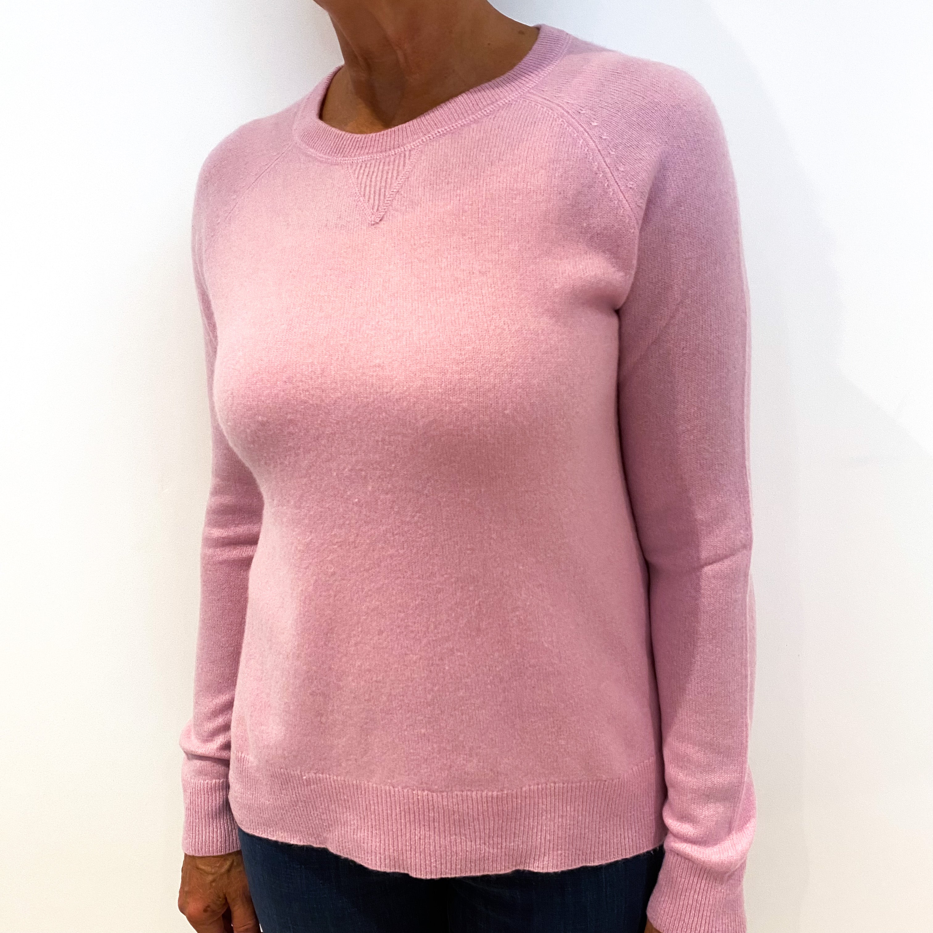 Candy Pink Sweatshirt Style Cashmere Crew Neck Jumper Medium