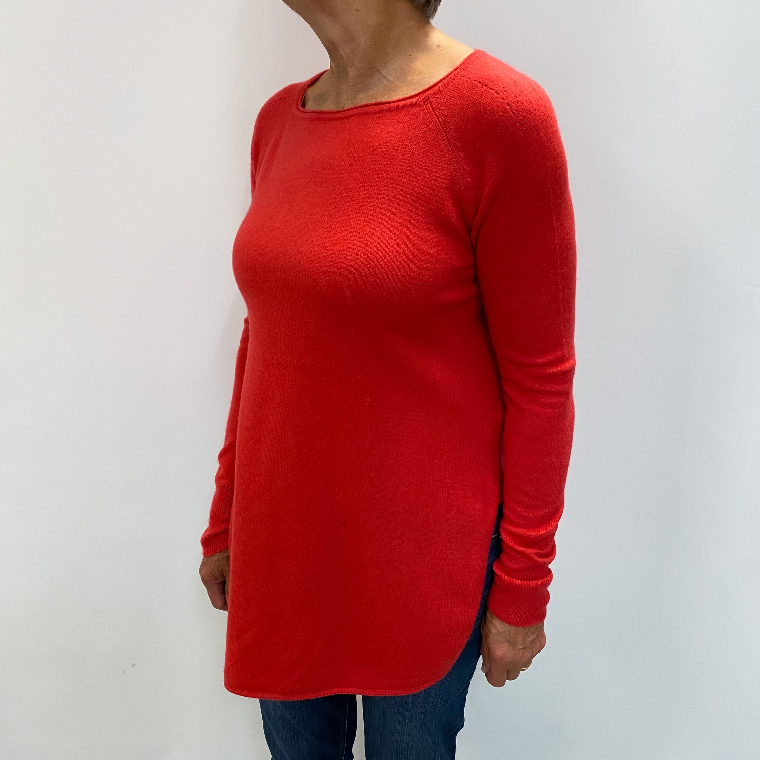 Strawberry Red Cashmere Boat Neck Jumper Medium