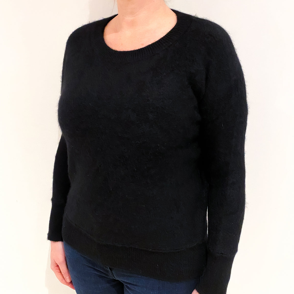 Rachel Zoe Black Cashmere Crew Neck Jumper Large