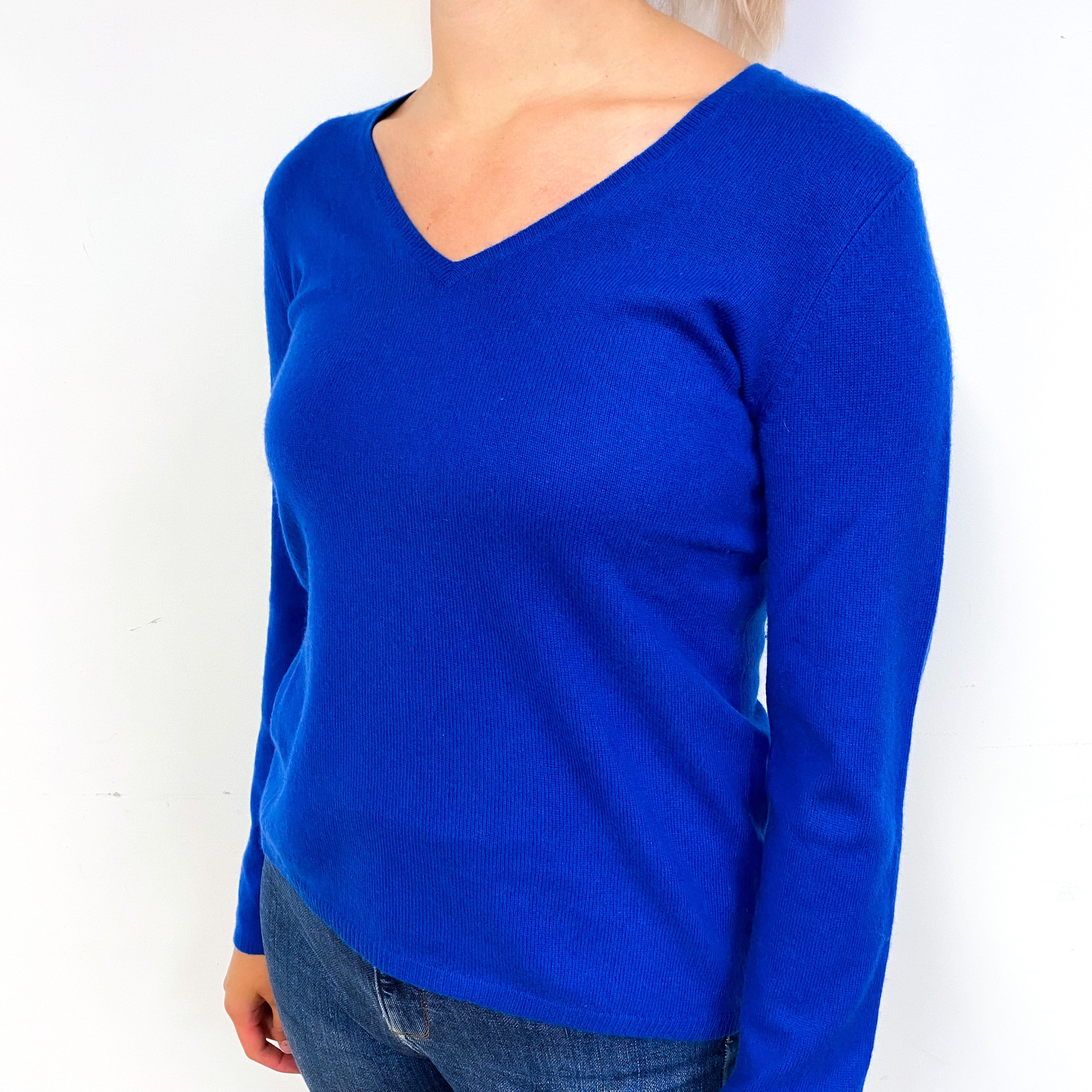 Admiral Blue Cashmere V-Neck Jumper Small