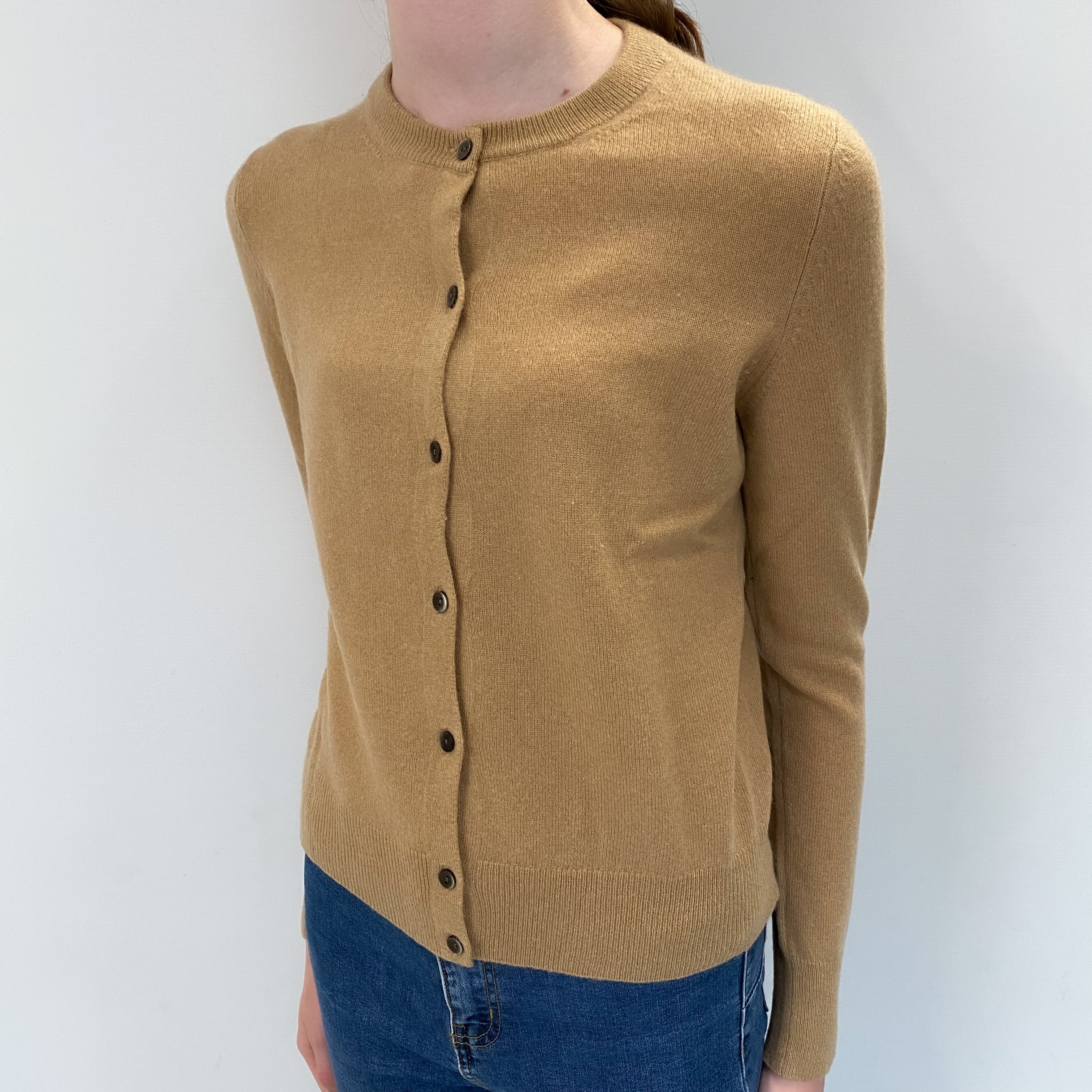 Camel Cashmere Crew Cardigan Extra Small
