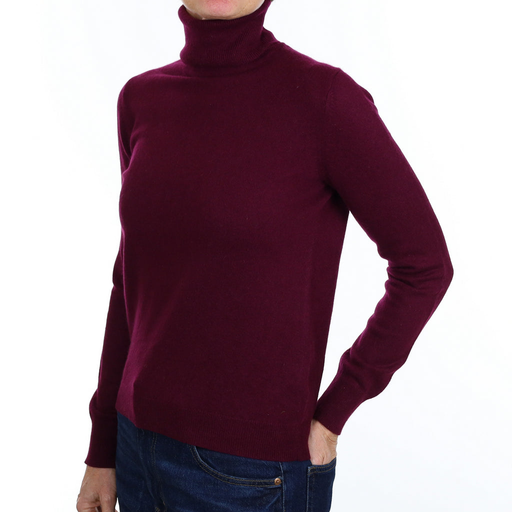 Mulberry Purple Cashmere Polo Neck Jumper Small