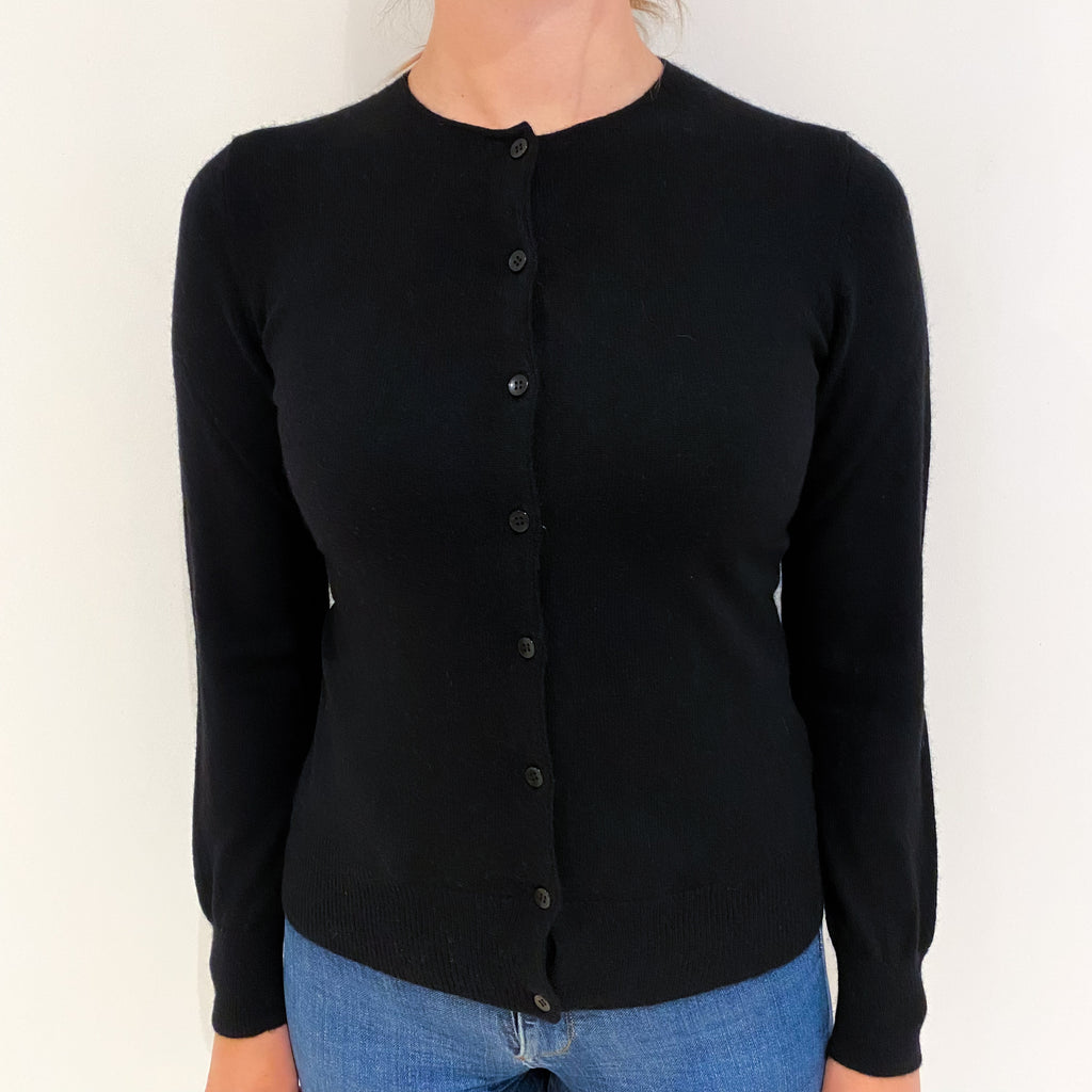 Black Cashmere Crew Cardigan Small