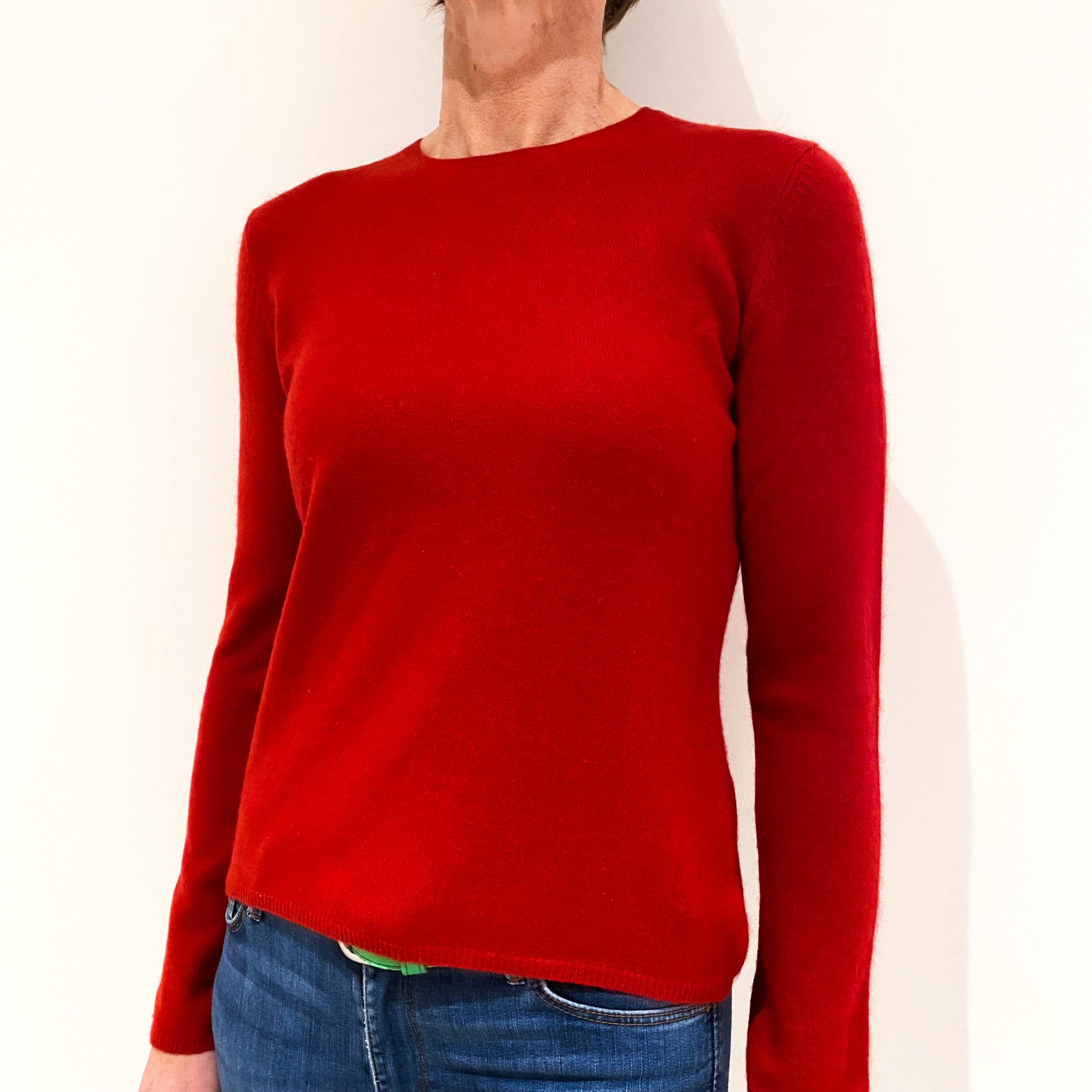 Post Box Red Cashmere Crew Neck Jumper Small