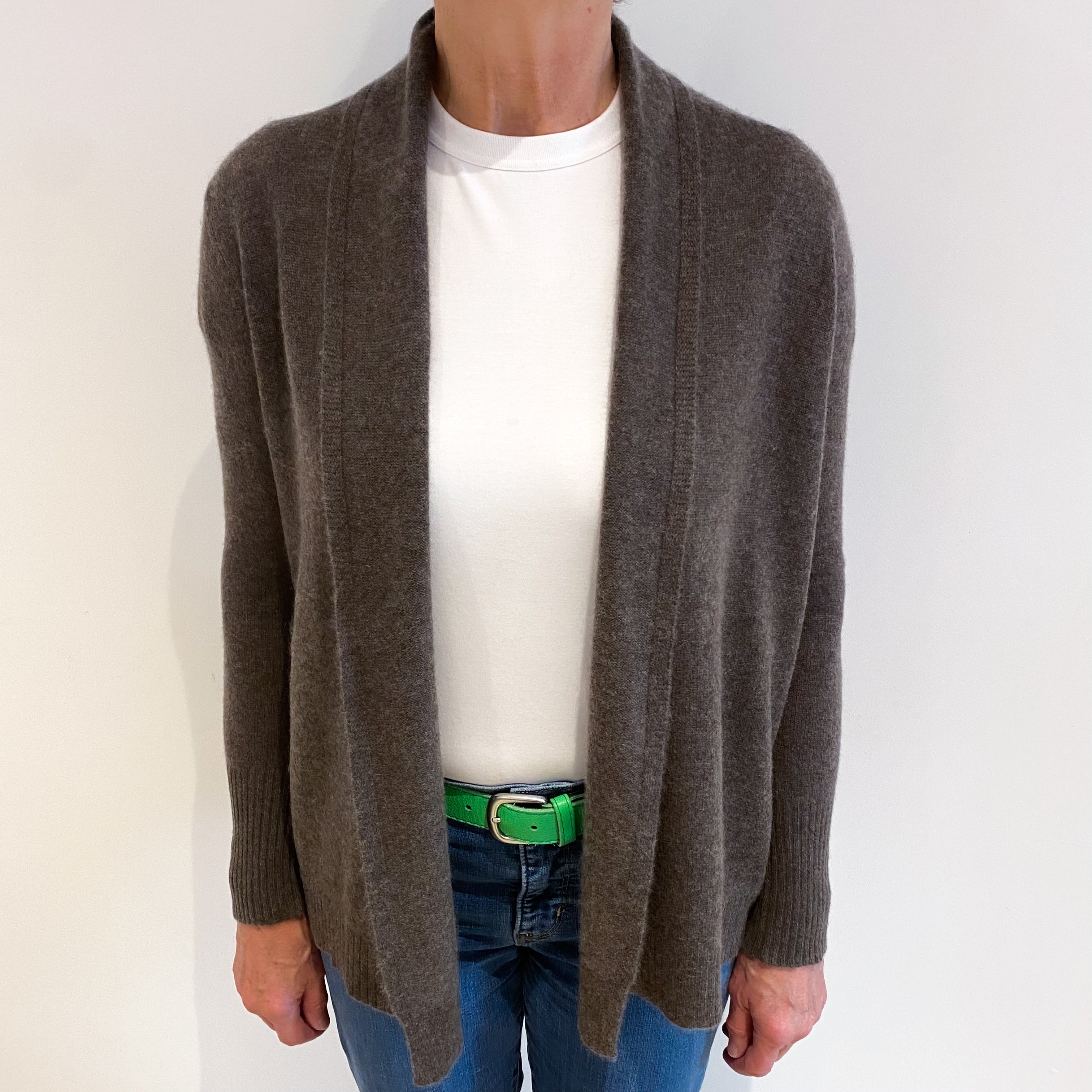 Muted Brown Cashmere Edge to Edge Cardigan Medium