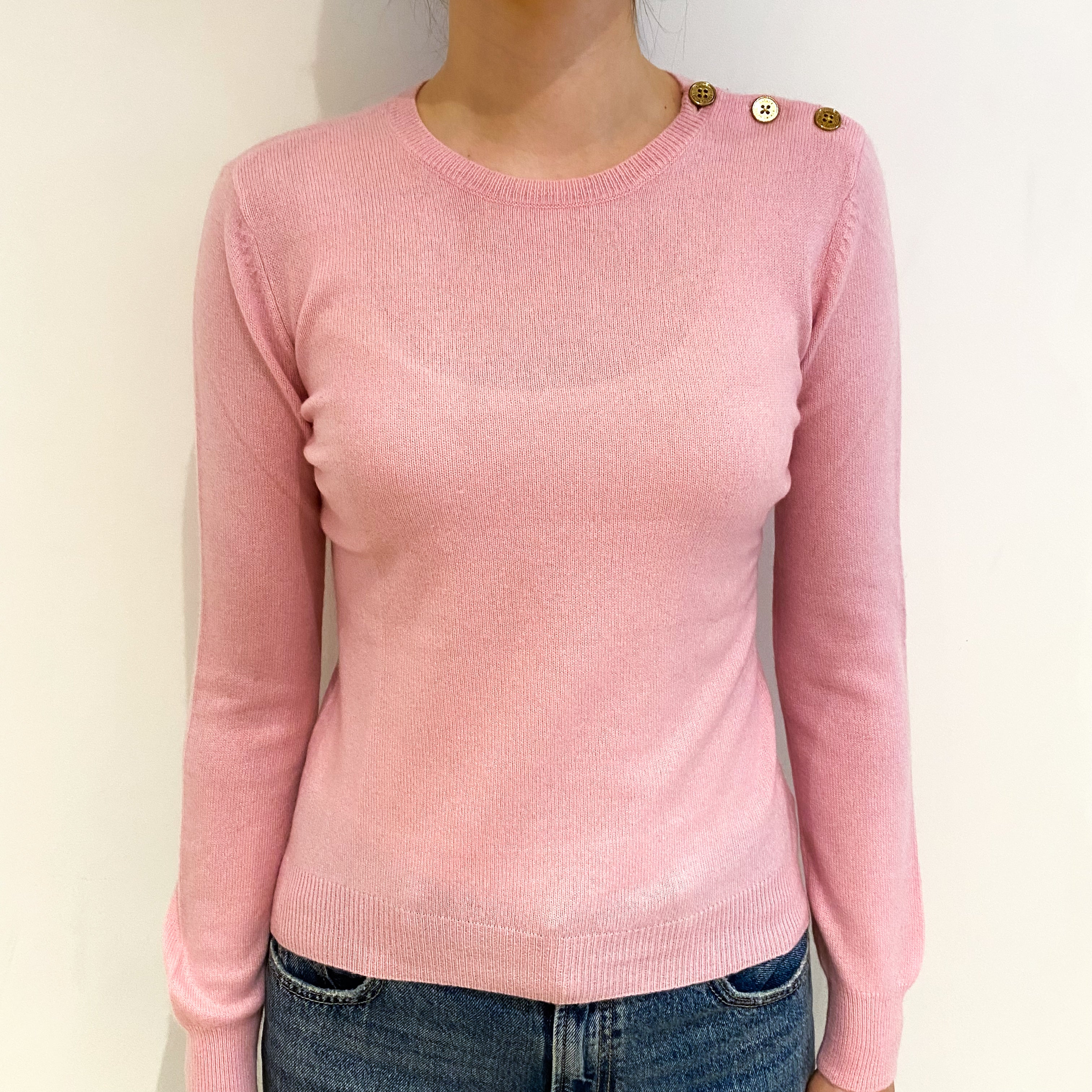 Ralph Lauren Sugarmouse PinkCashmere Crew Neck Jumper Extra Small