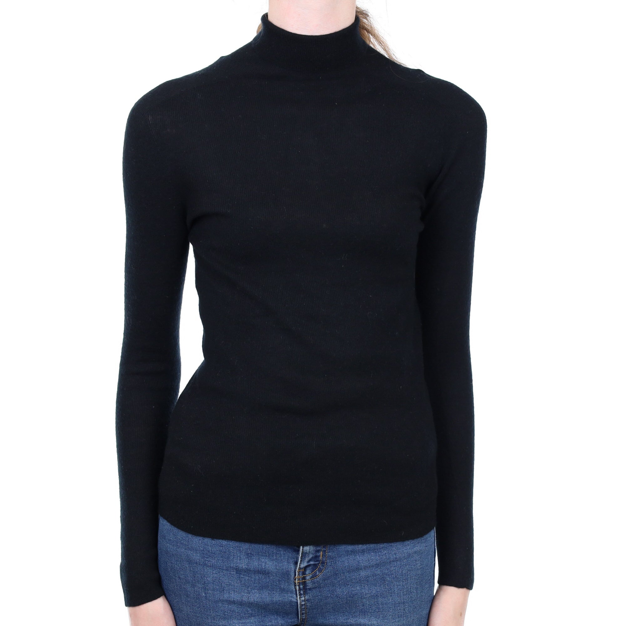 Black Cashmere Polo Neck Jumper Extra Small