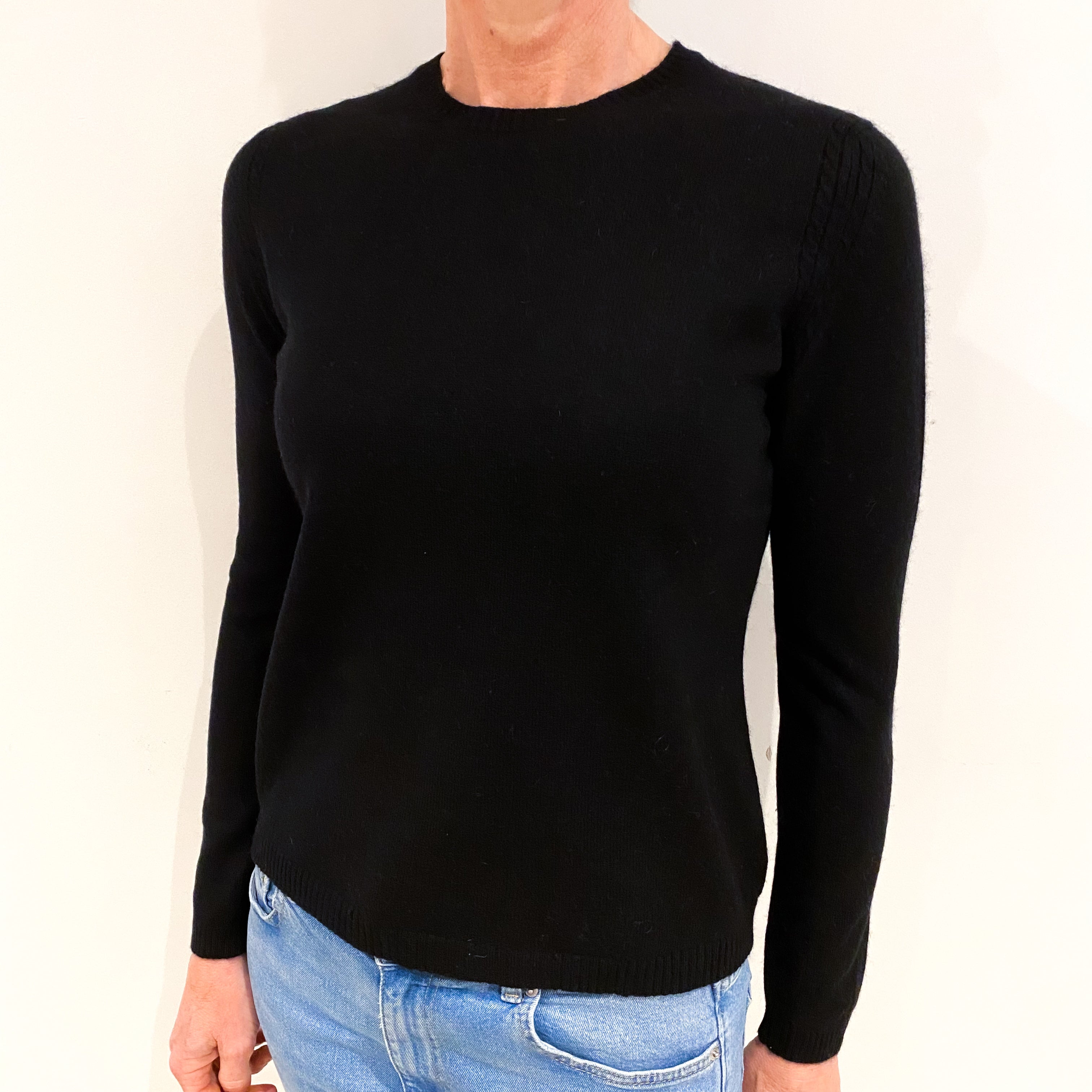 Black Cashmere Crew Neck Jumper Small