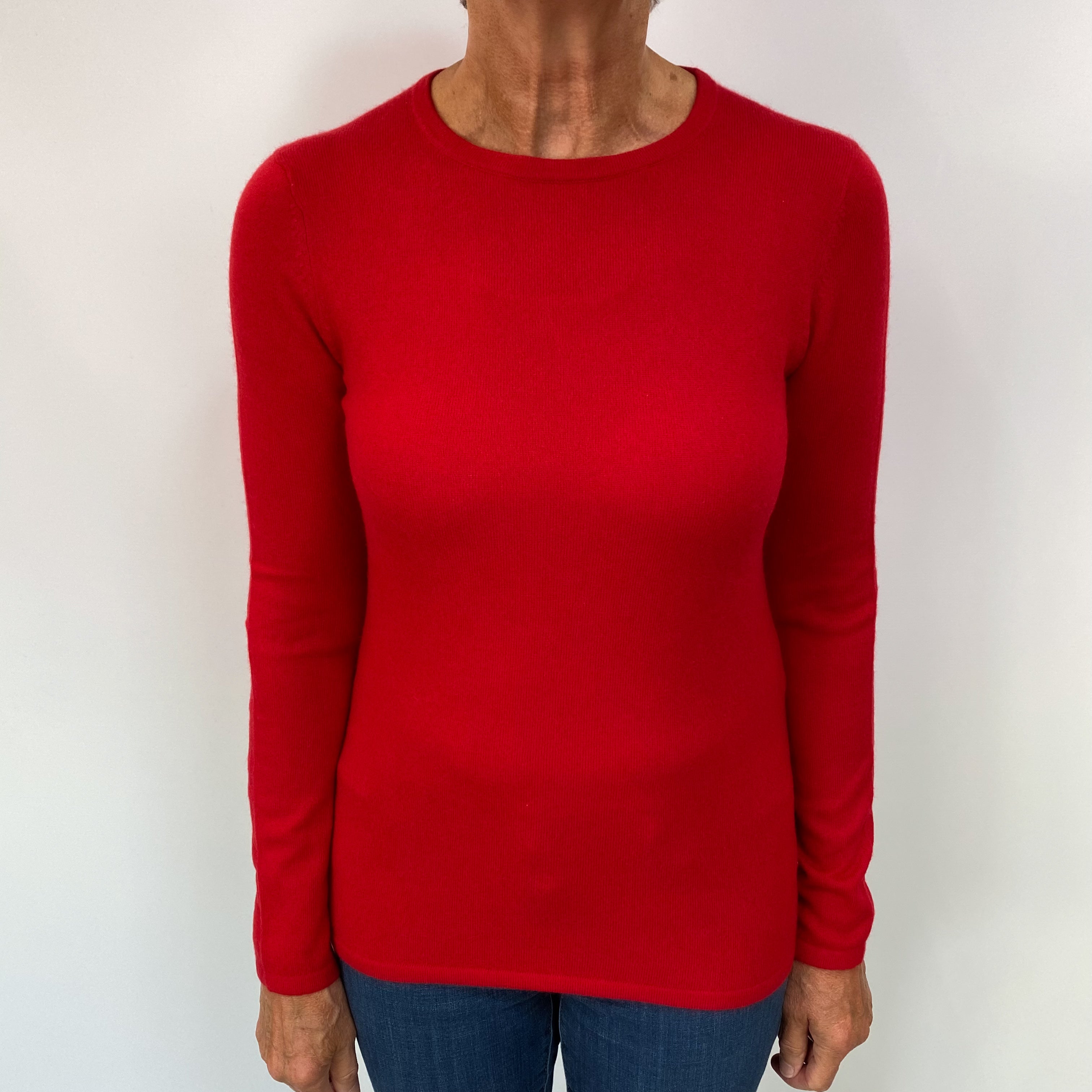 Berry Red Cashmere Crew Neck Jumper Medium