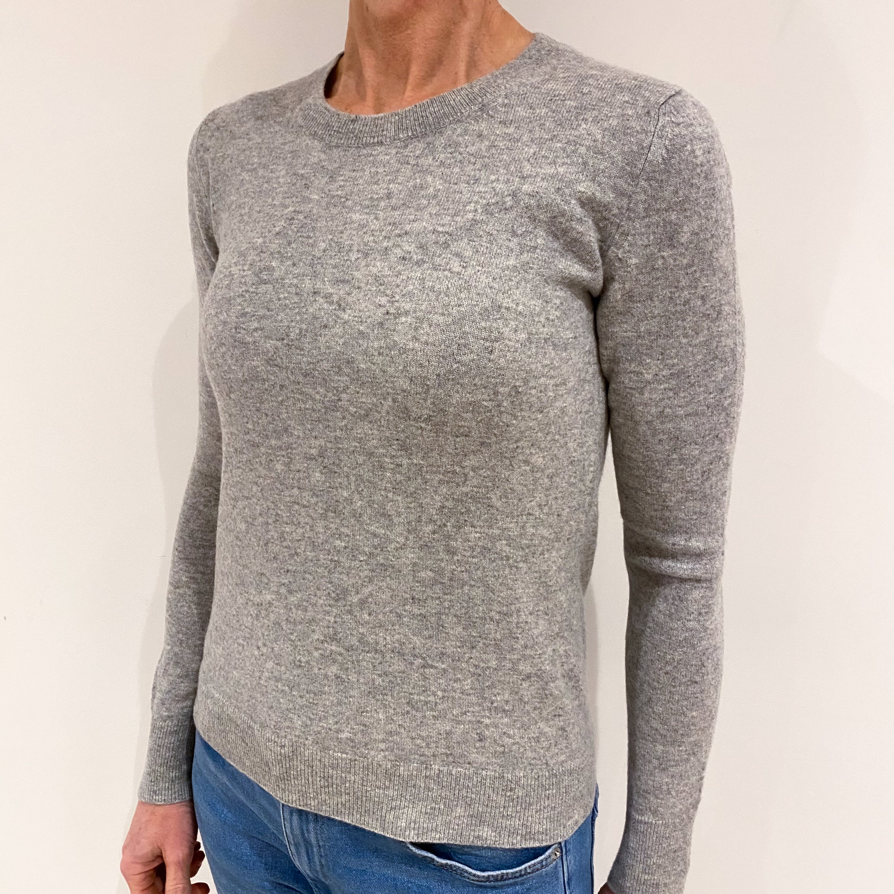 Smoke Grey Cashmere Crew Neck Jumper Small