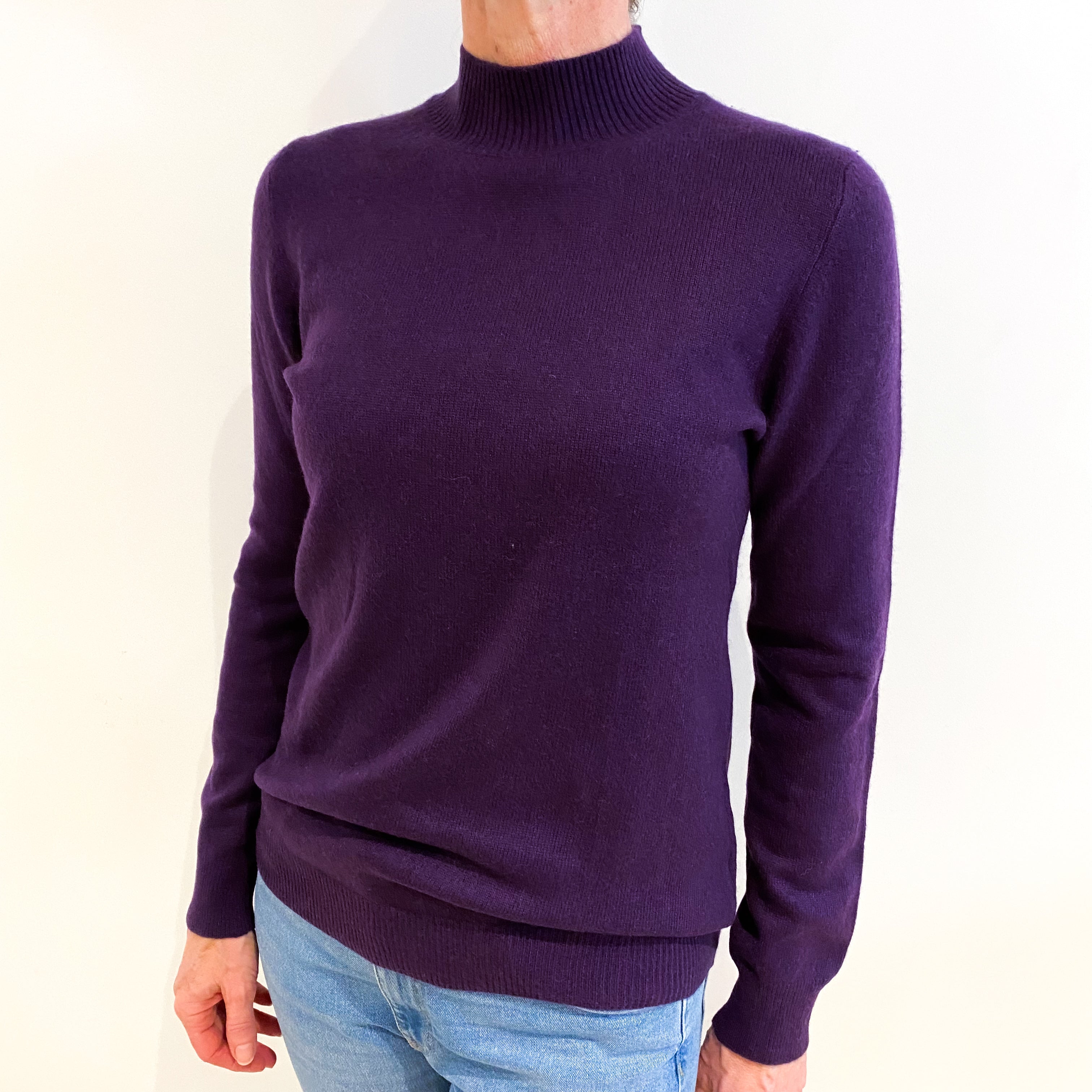 Iris Purple Cashmere Turtle Neck Jumper Small