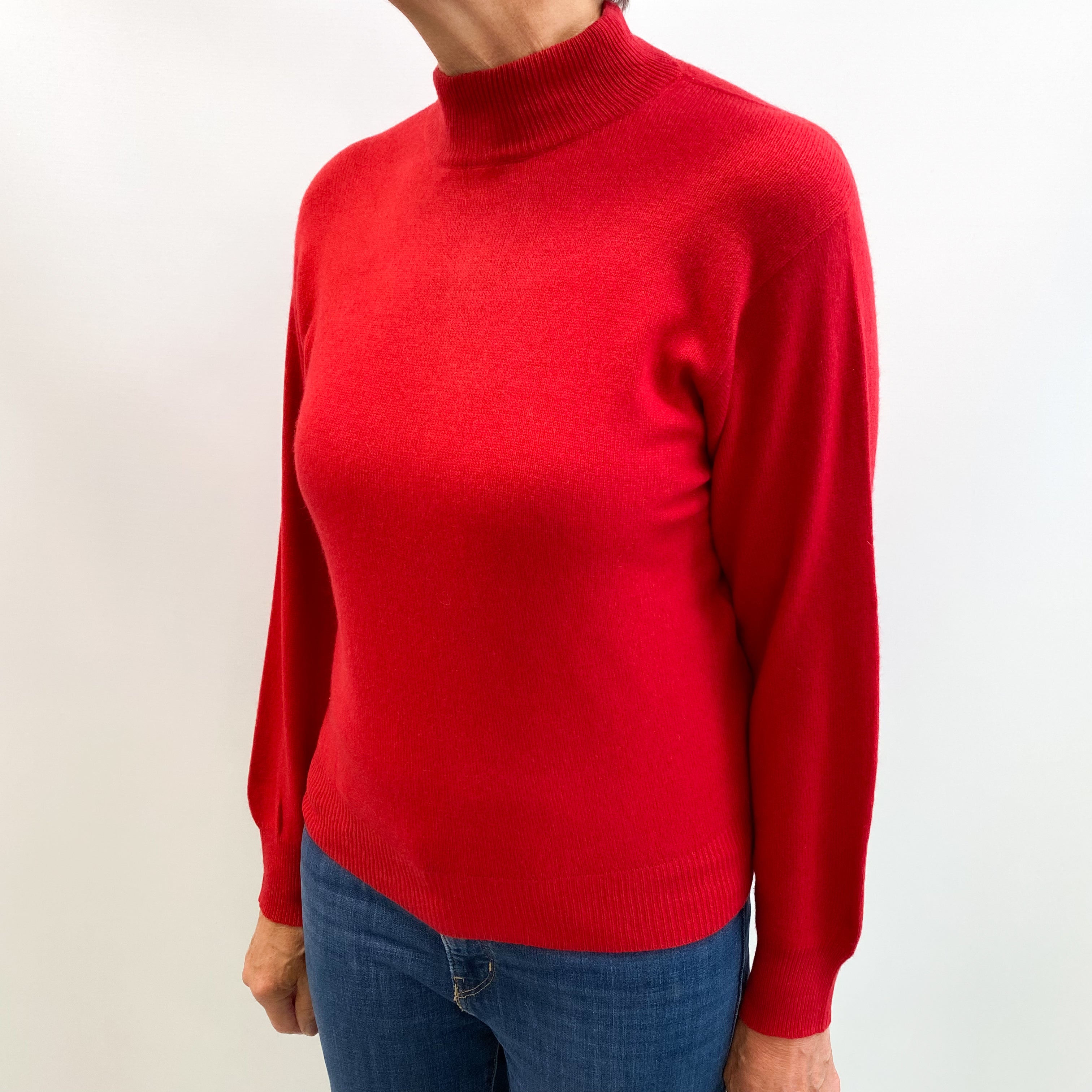 Scarlet Red Cashmere Turtle Neck Jumper Medium