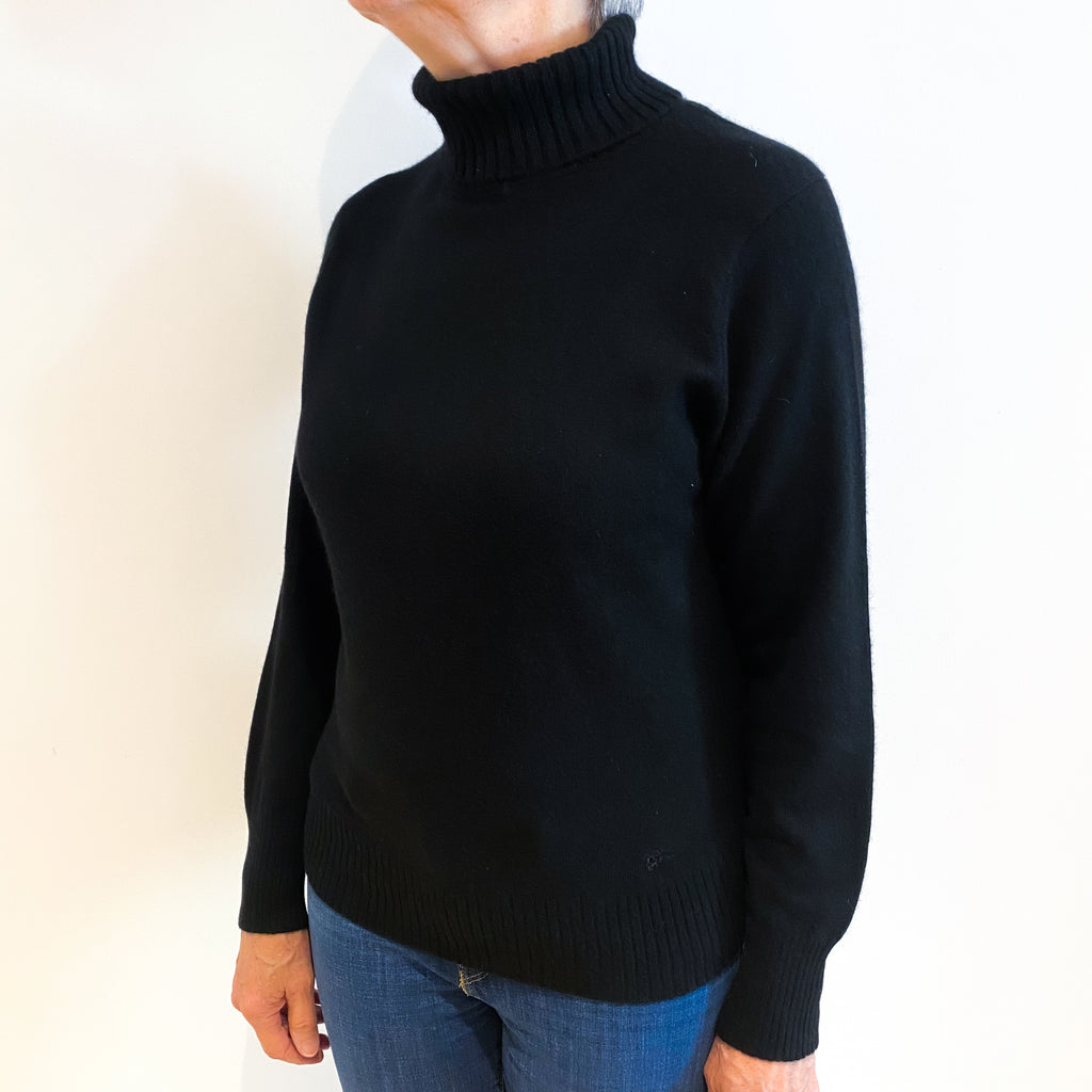 Burberry Black Cashmere Polo Neck Jumper Medium