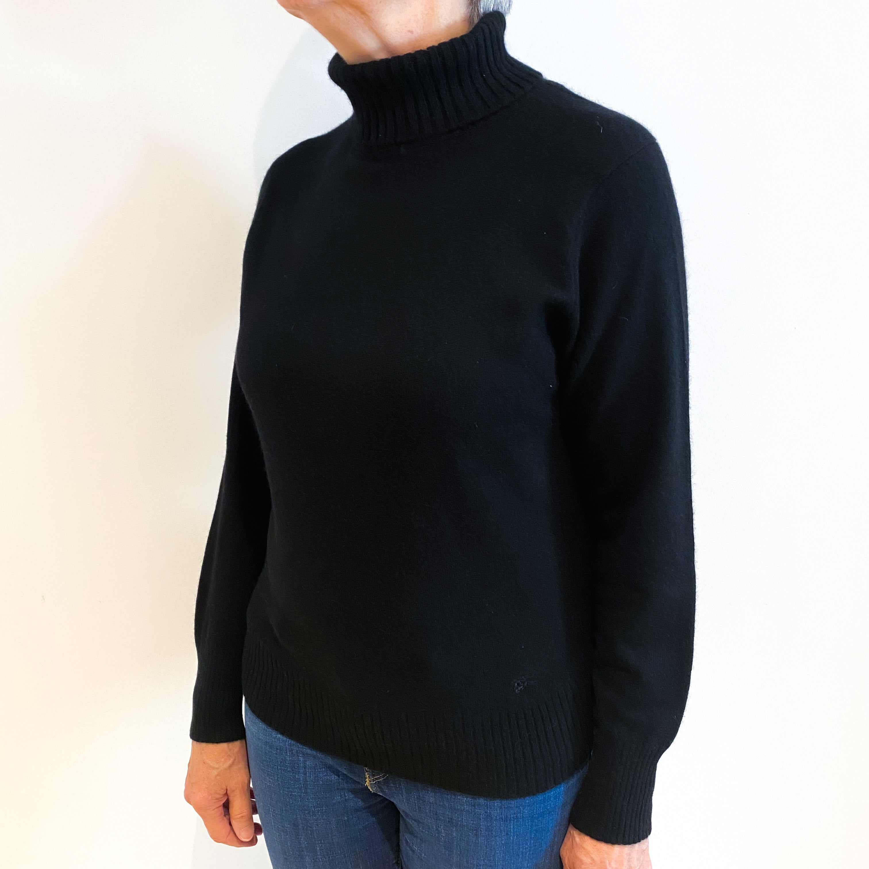 Burberry Black Cashmere Polo Neck Jumper Medium