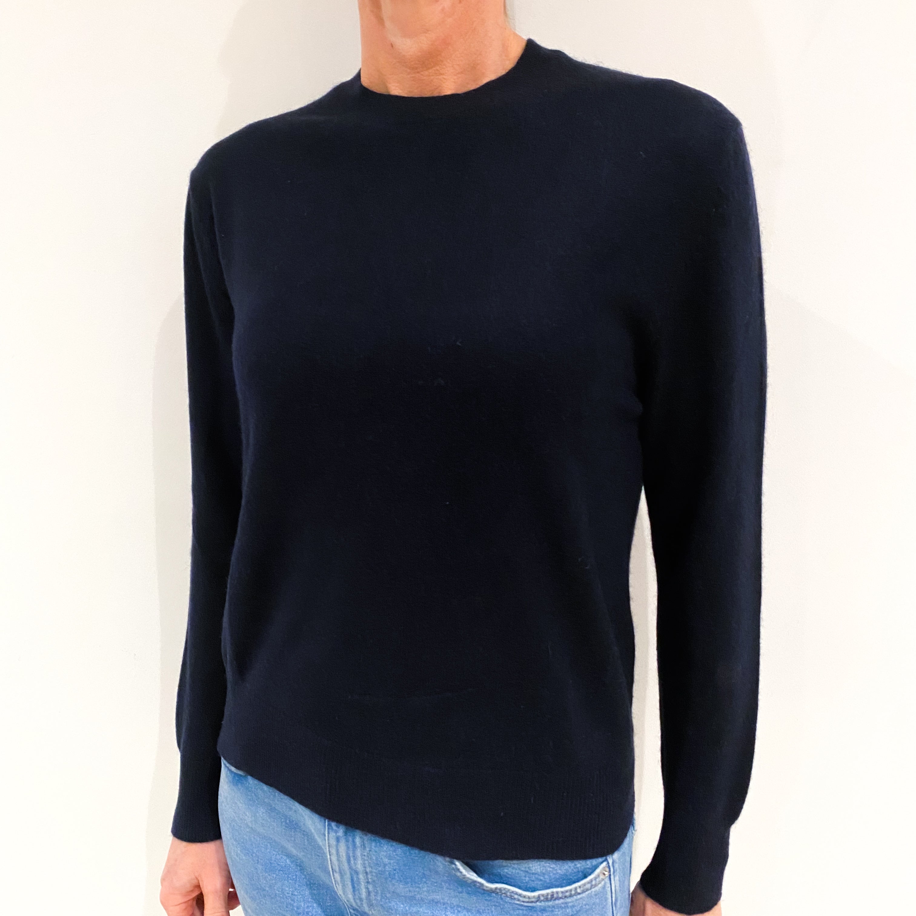 Darkest Navy Cashmere Crew Neck Jumper Small
