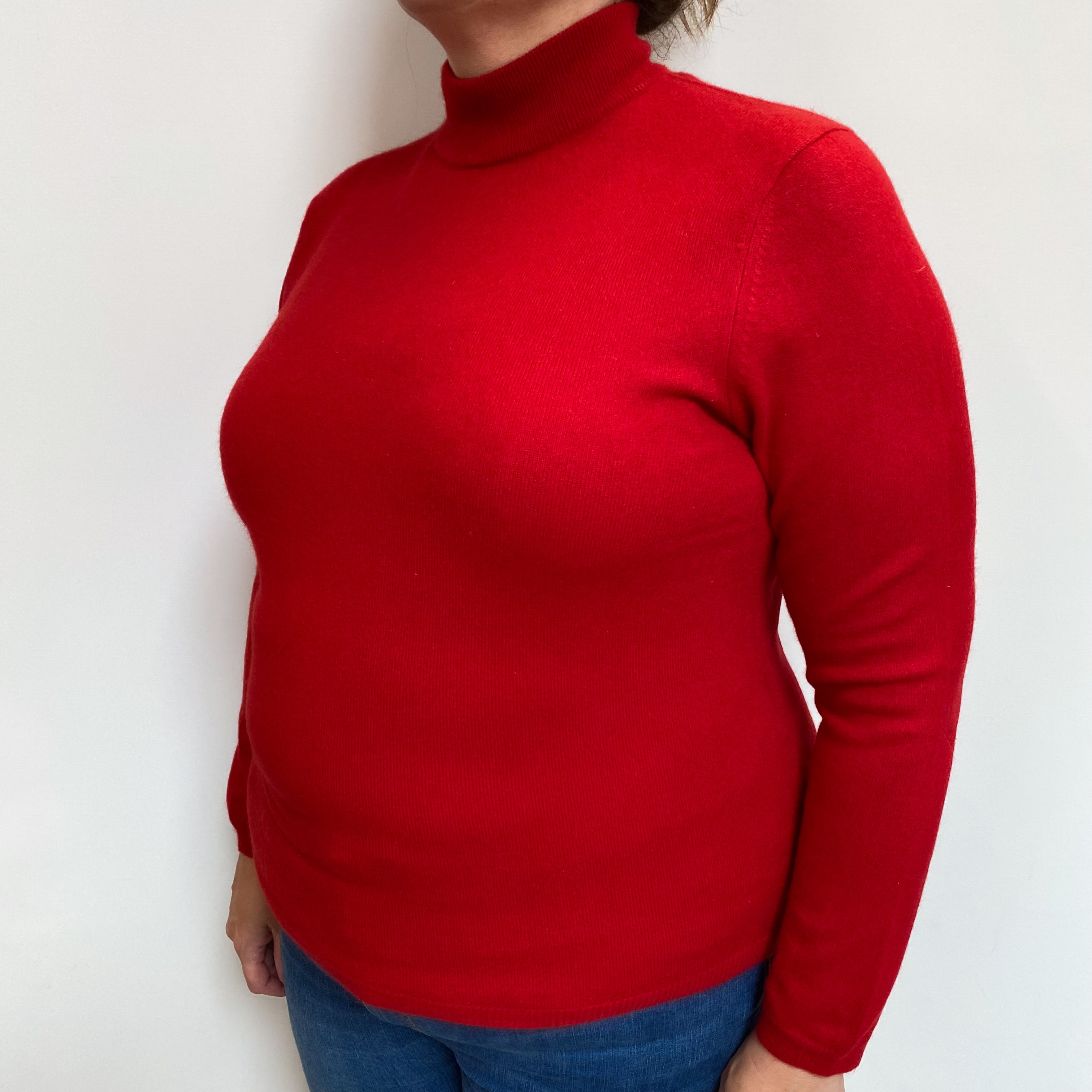 Scarlet Red Cashmere Turtle Neck Jumper Extra Large