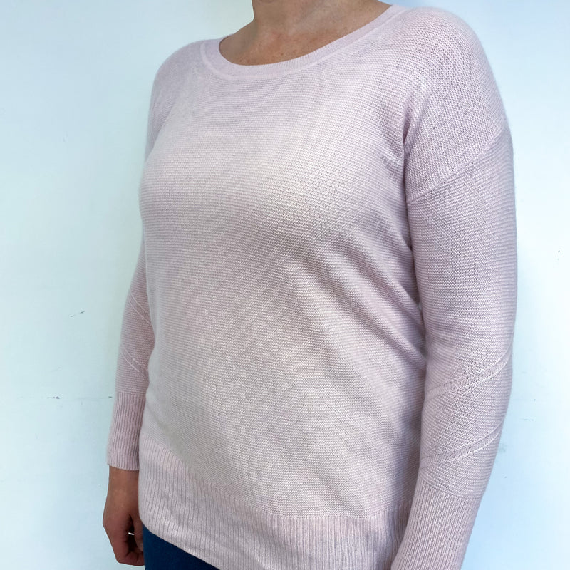 Carnation Pink Lightweight Cashmere Crew Neck Jumper Large