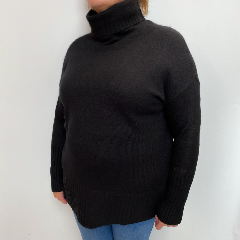 Black Cashmere Polo Neck Jumper Extra Large