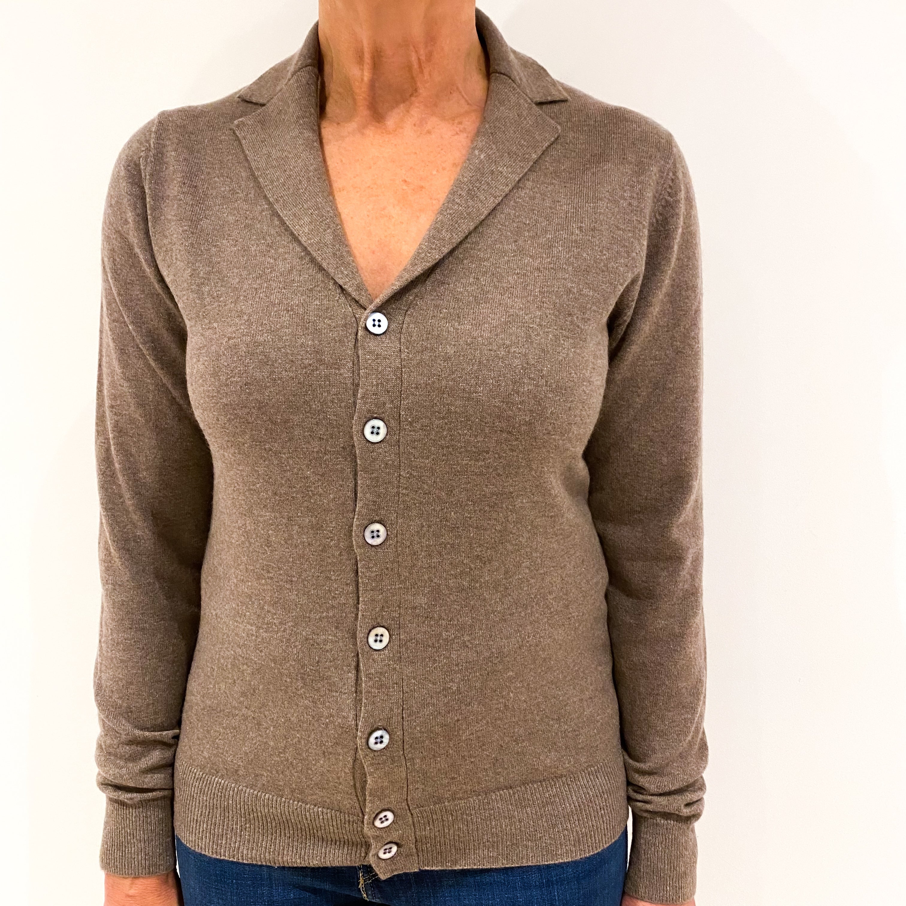 Latte Brown Cashmere Cardigan Medium