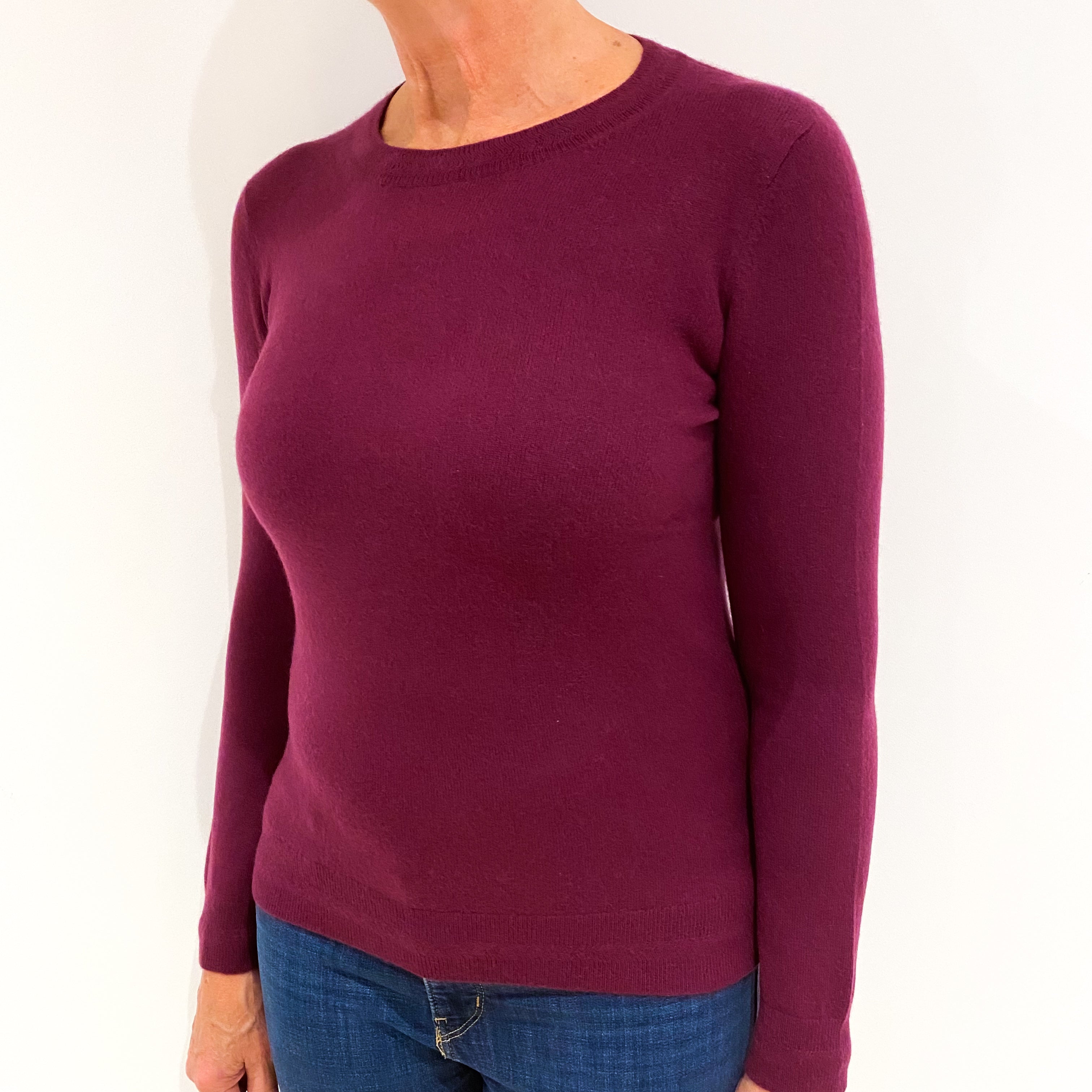 Mulberry Purple Cashmere Crew Neck Jumper Medium