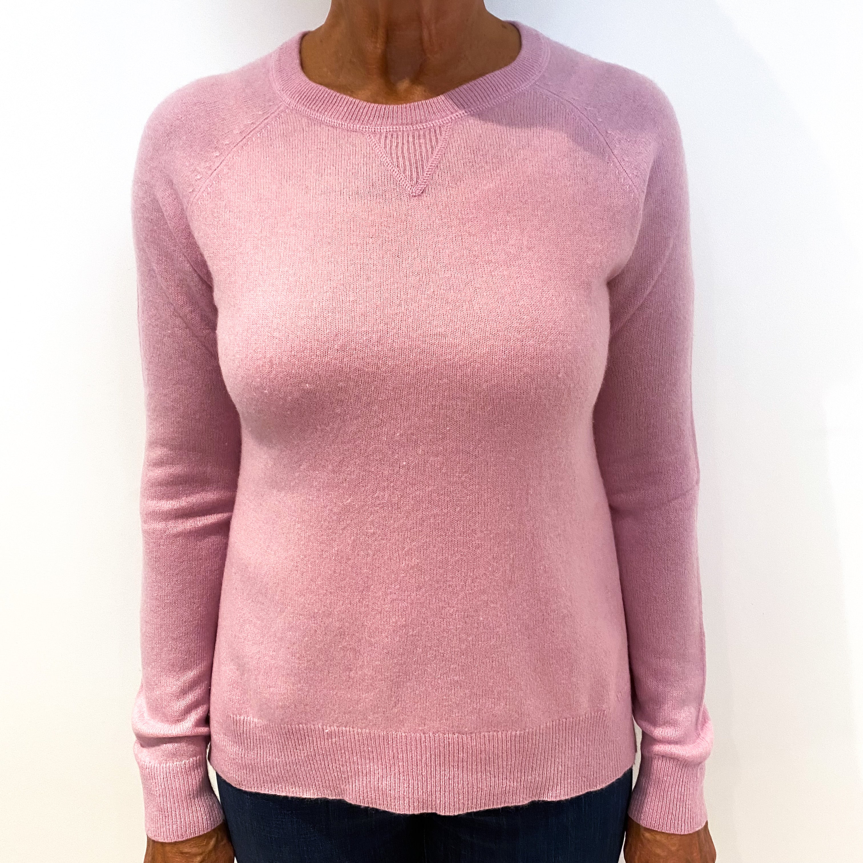 Candy Pink Sweatshirt Style Cashmere Crew Neck Jumper Medium