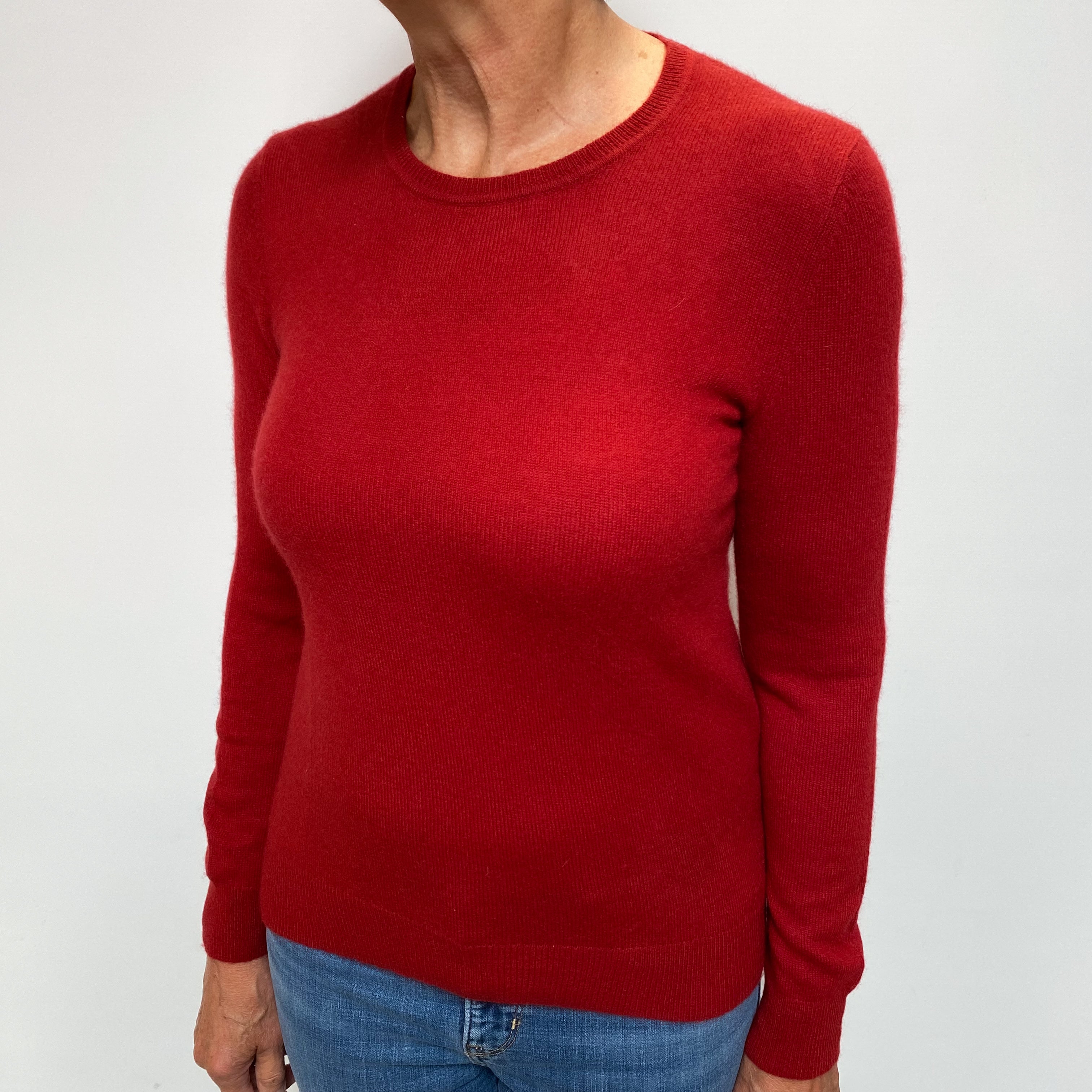 Tomato Red Cashmere Crew Neck Jumper Medium