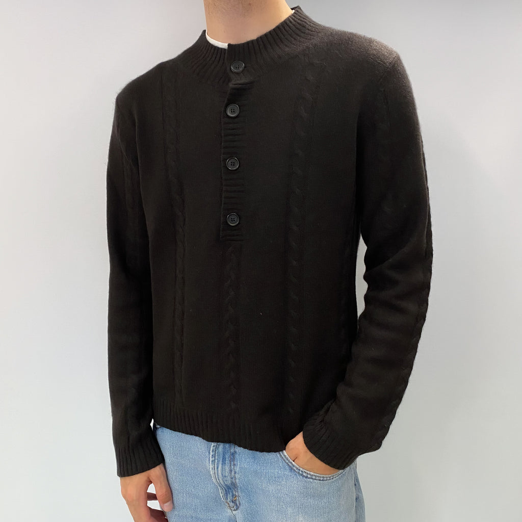 Men's Peppercorn Brown Cashmere Turtle Neck Jumper Large