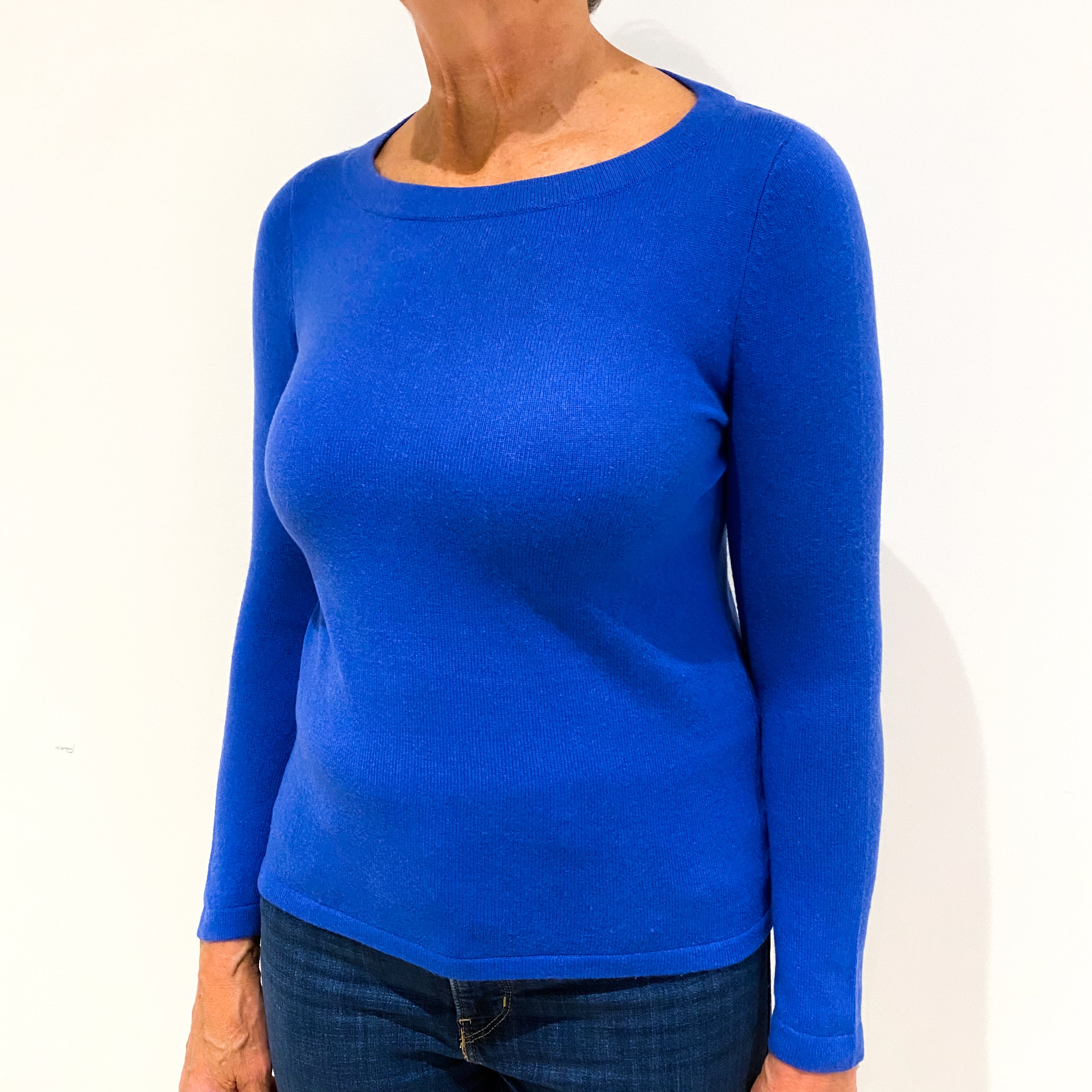 Tanzanite Blue Cashmere Crew Neck Jumper Medium