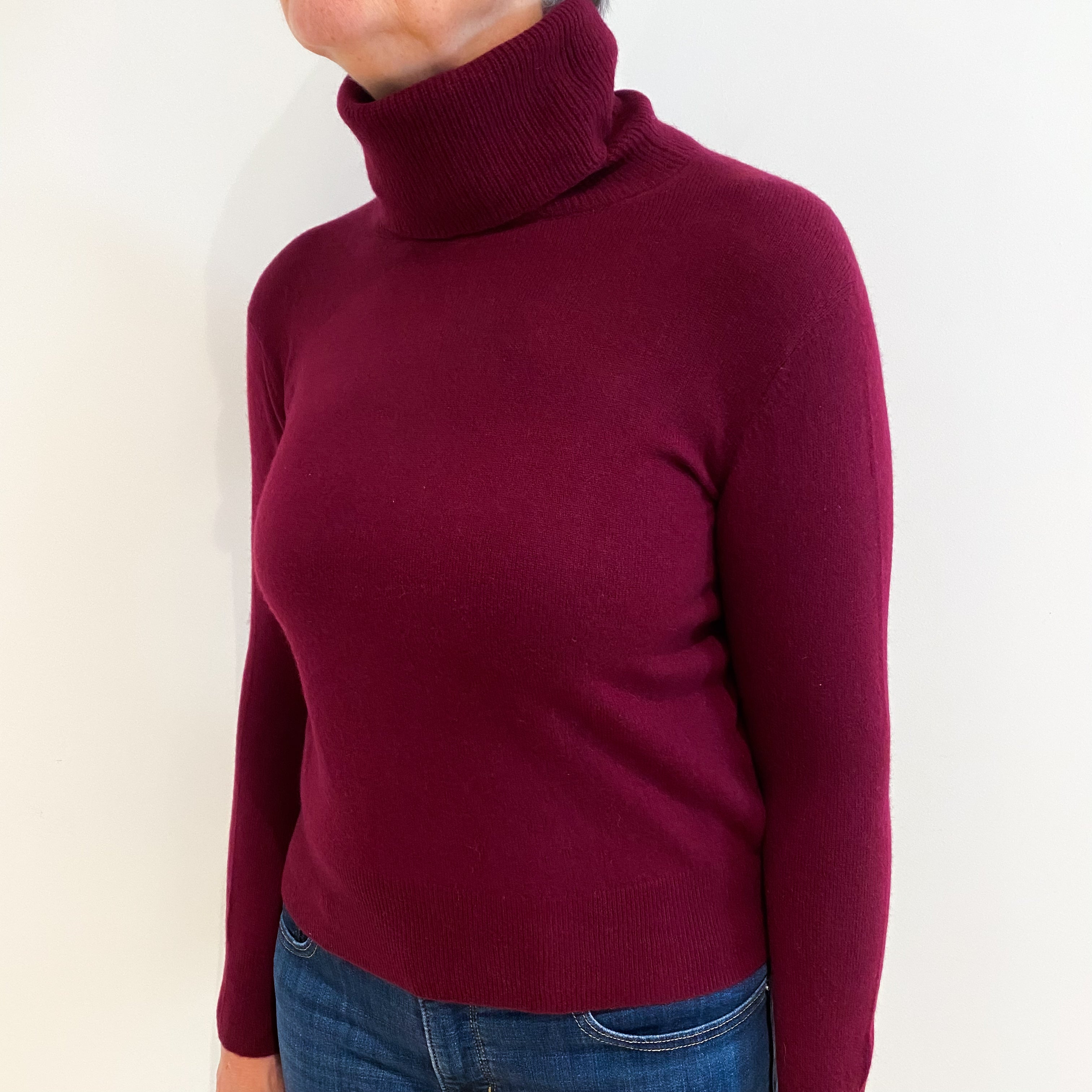 Mulberry Purple Cashmere Polo Neck Jumper Medium