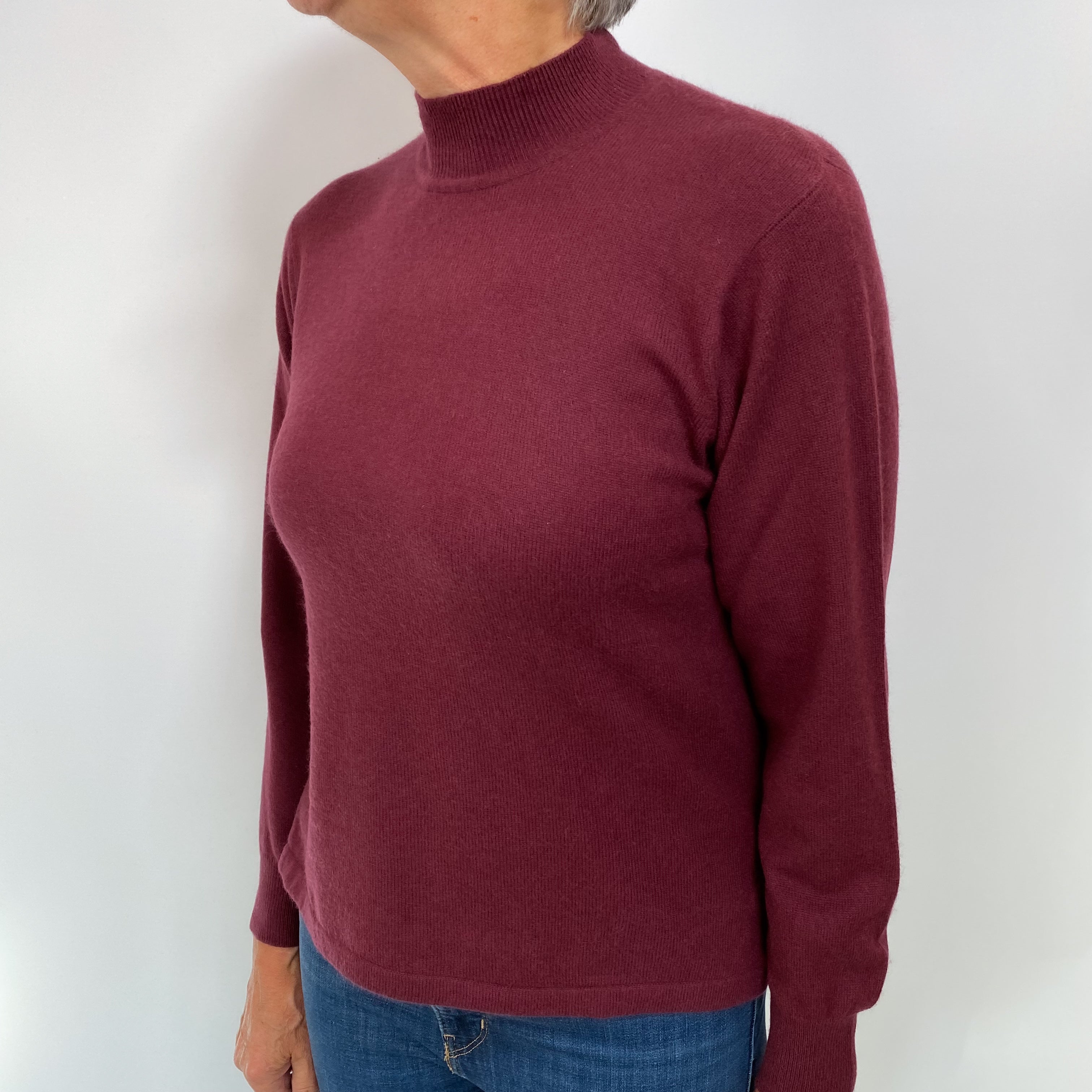 Mulberry Purple Cashmere Turtle Neck Jumper Medium