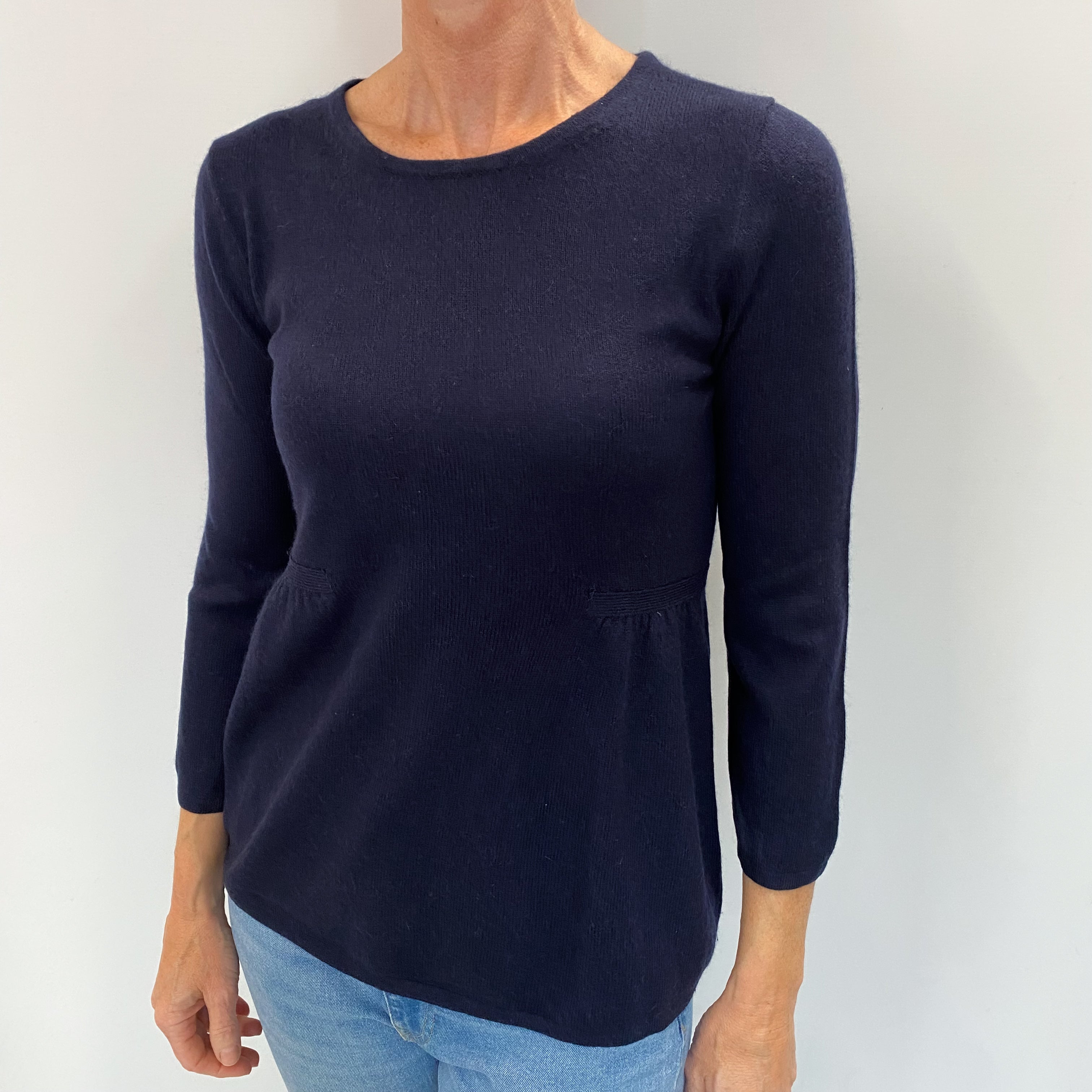 Navy Blue Cashmere Crew Neck Jumper Small