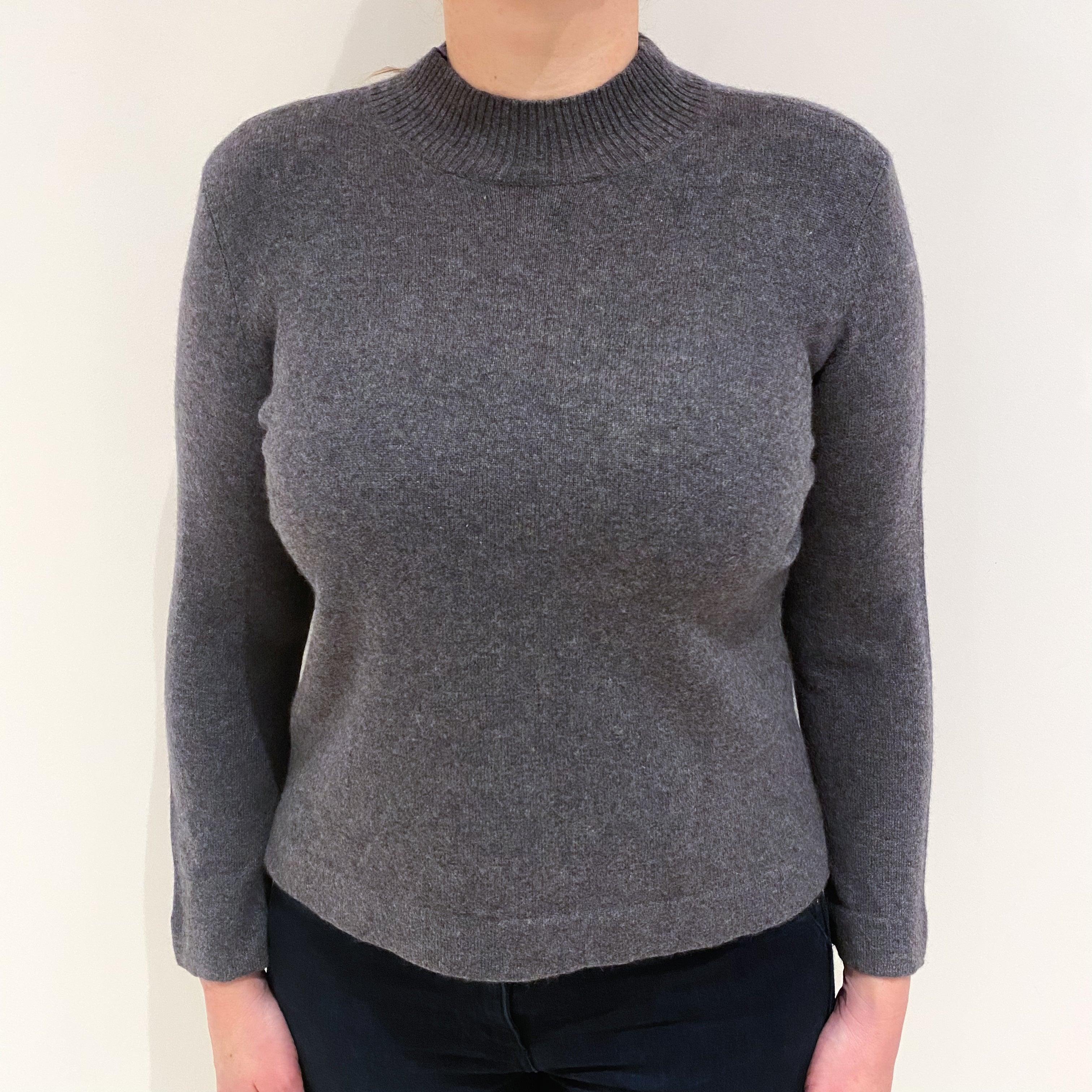 Slate Grey Cashmere Turtle Neck Jumper Large