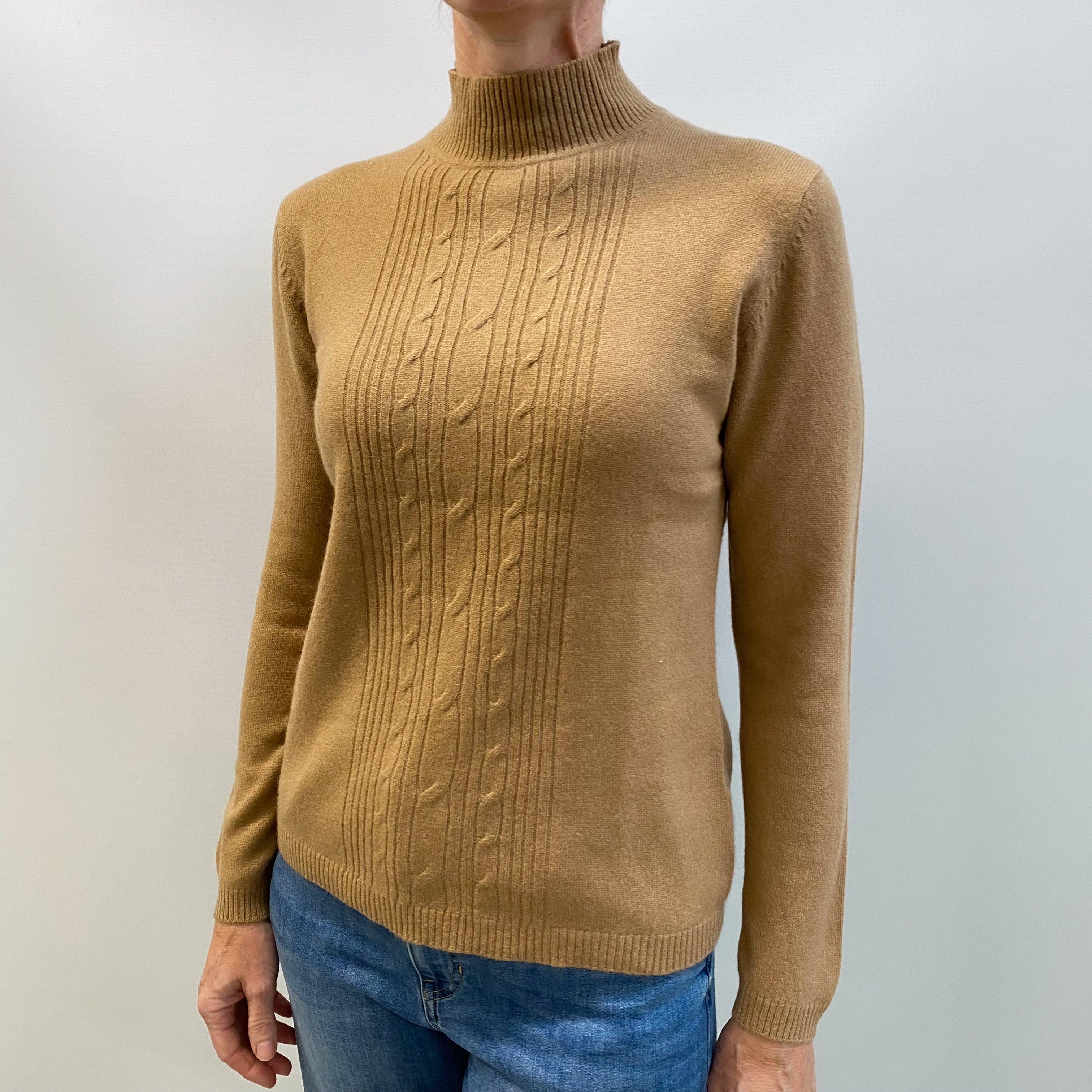 Butterscotch Brown Cashmere Turtle Neck Jumper Small