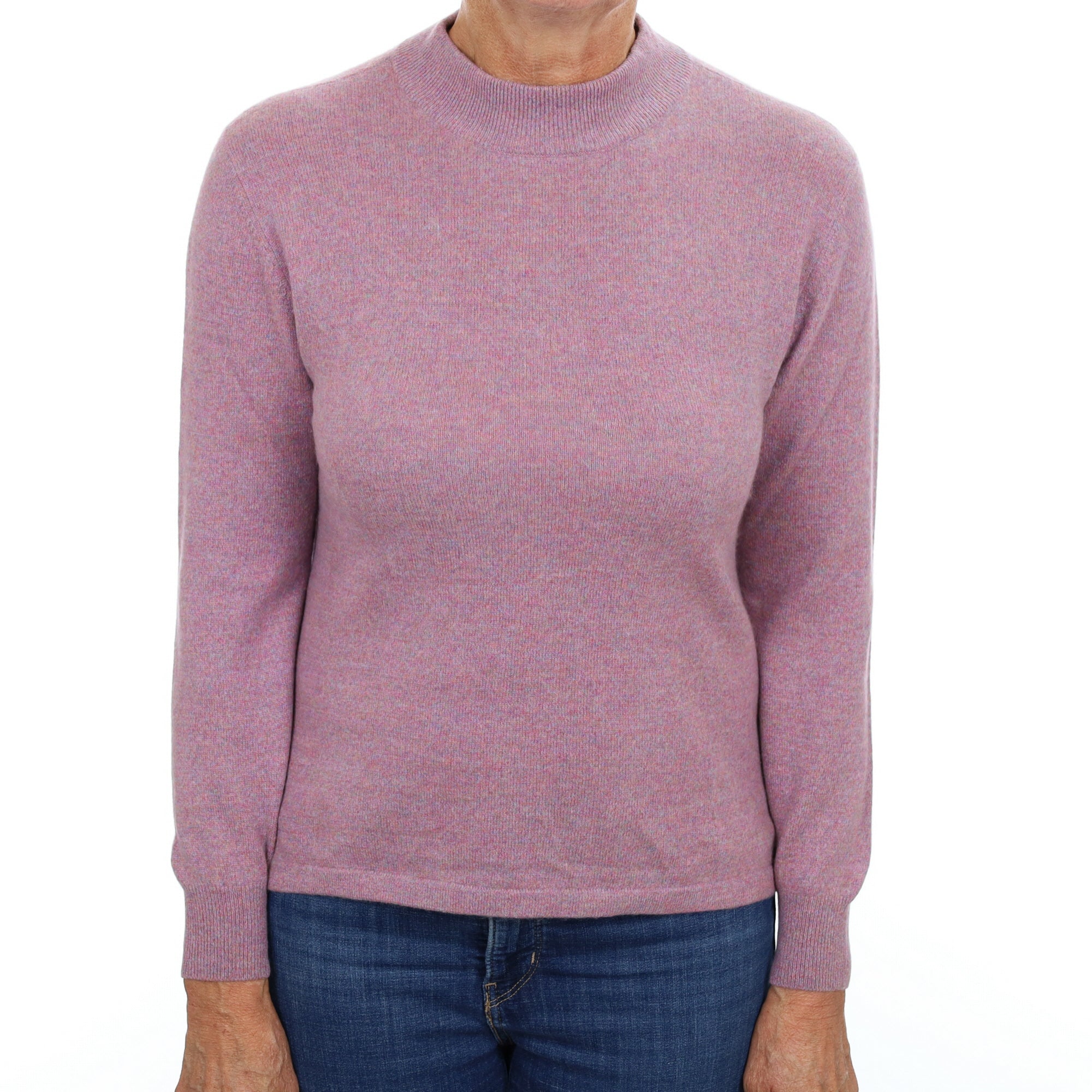 Heather Purple Marl Cashmere Turtle Neck Jumper Medium