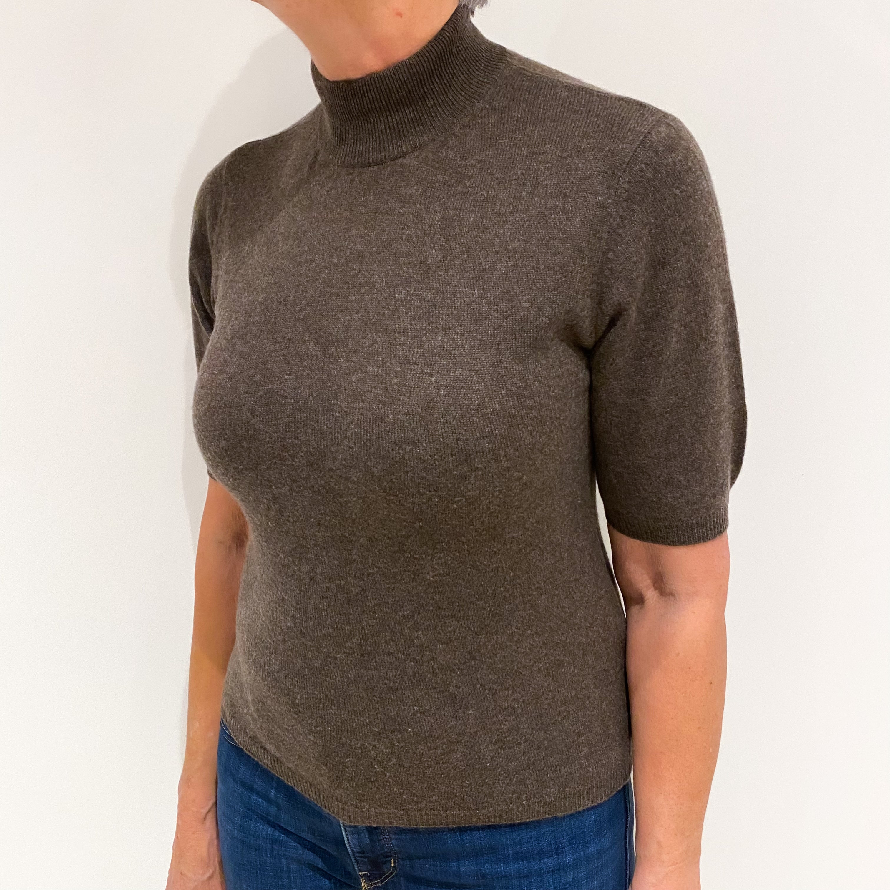 Muted Brown Cashmere Turtle Neck Jumper Medium