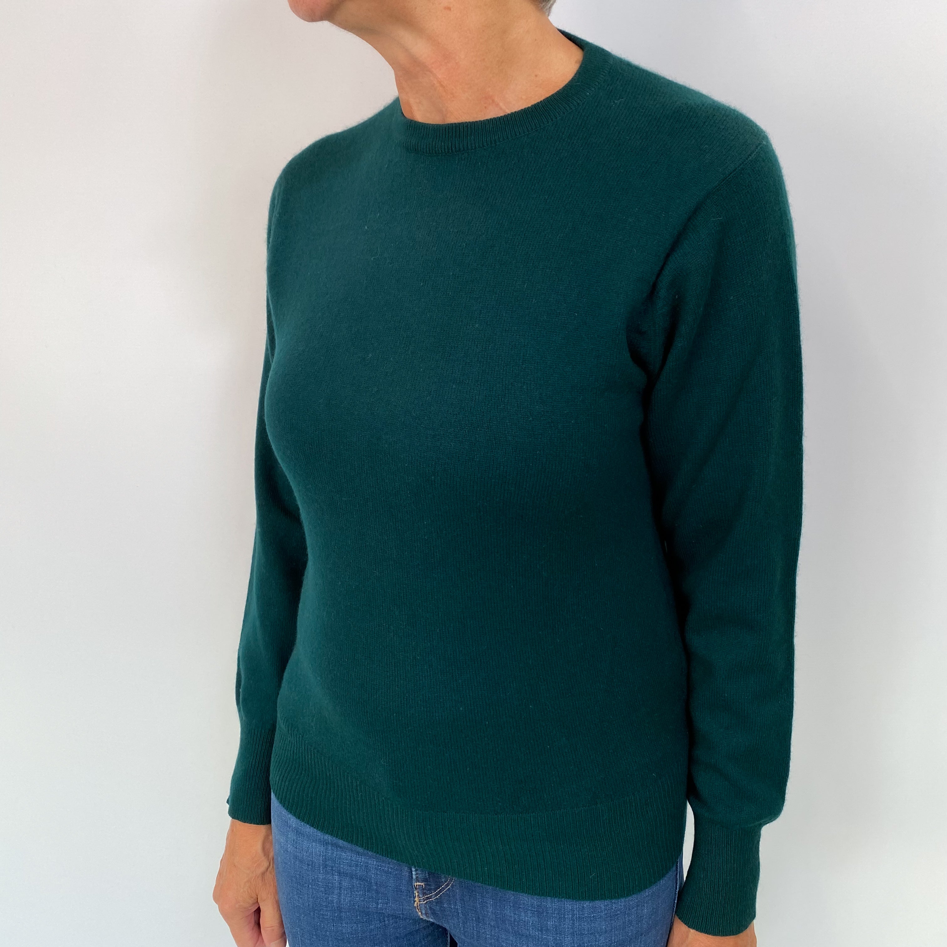 Lincoln Green Cashmere Crew Neck Jumper Medium