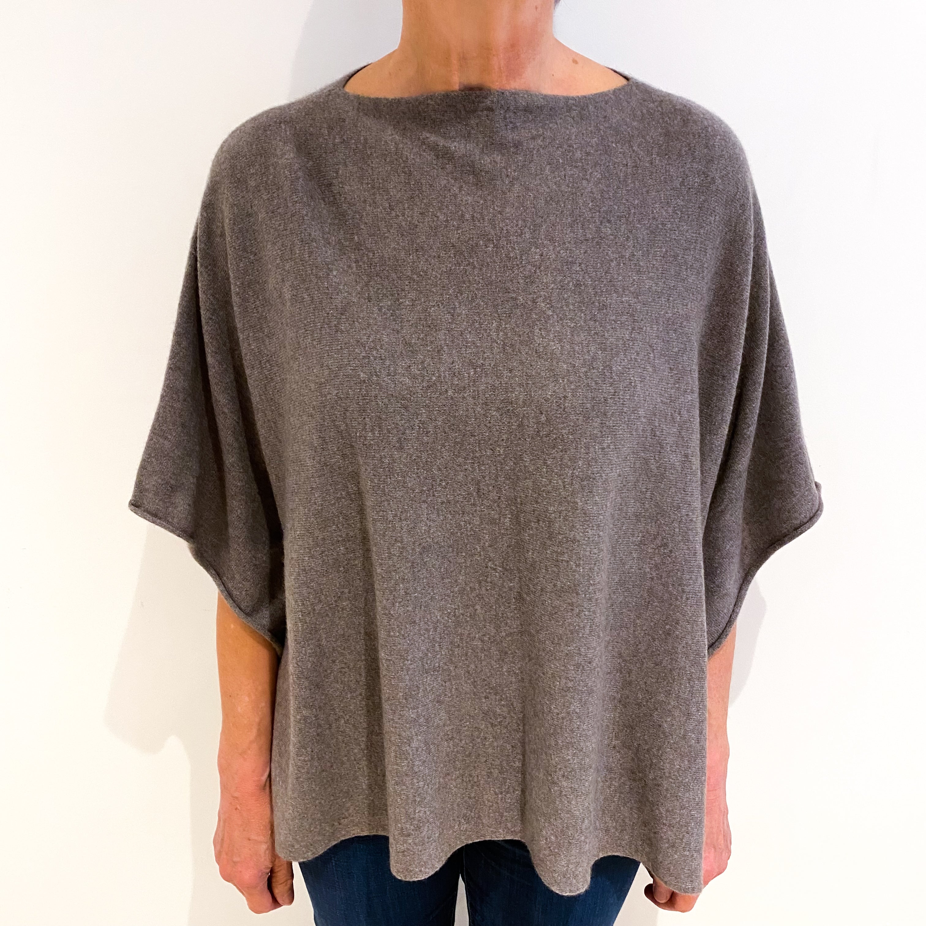 Mocha Brown Cashmere Slash Neck Jumper Medium