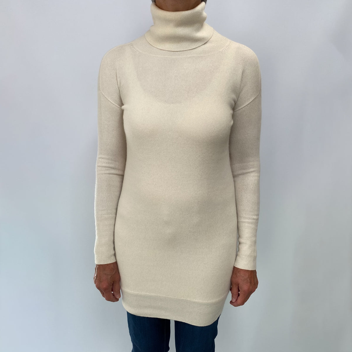 Cream Cashmere Polo Neck Jumper Medium