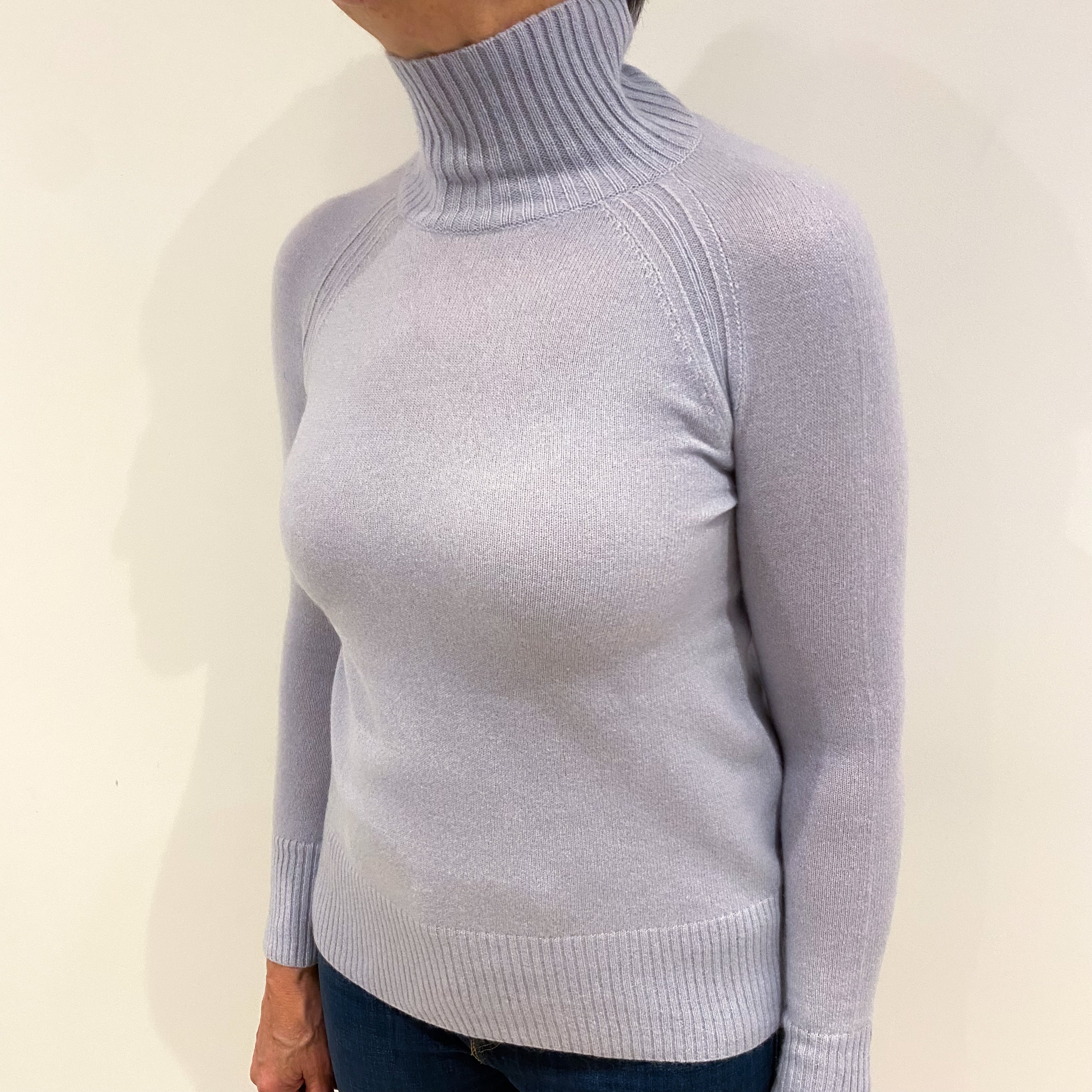 Ice Blue Cashmere Turtle Neck Jumper Medium