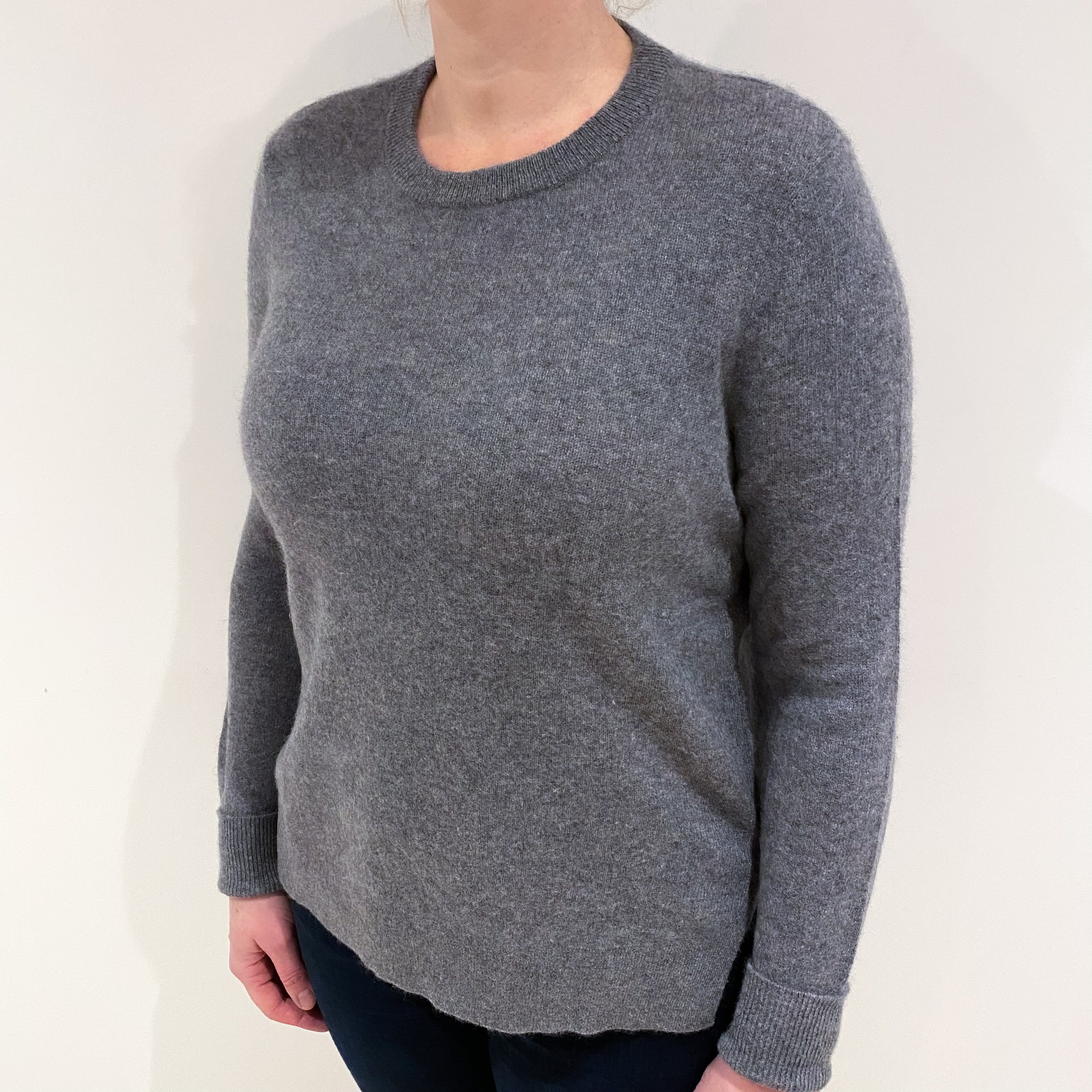 Ash Grey Cashmere Crew Neck Jumper Large
