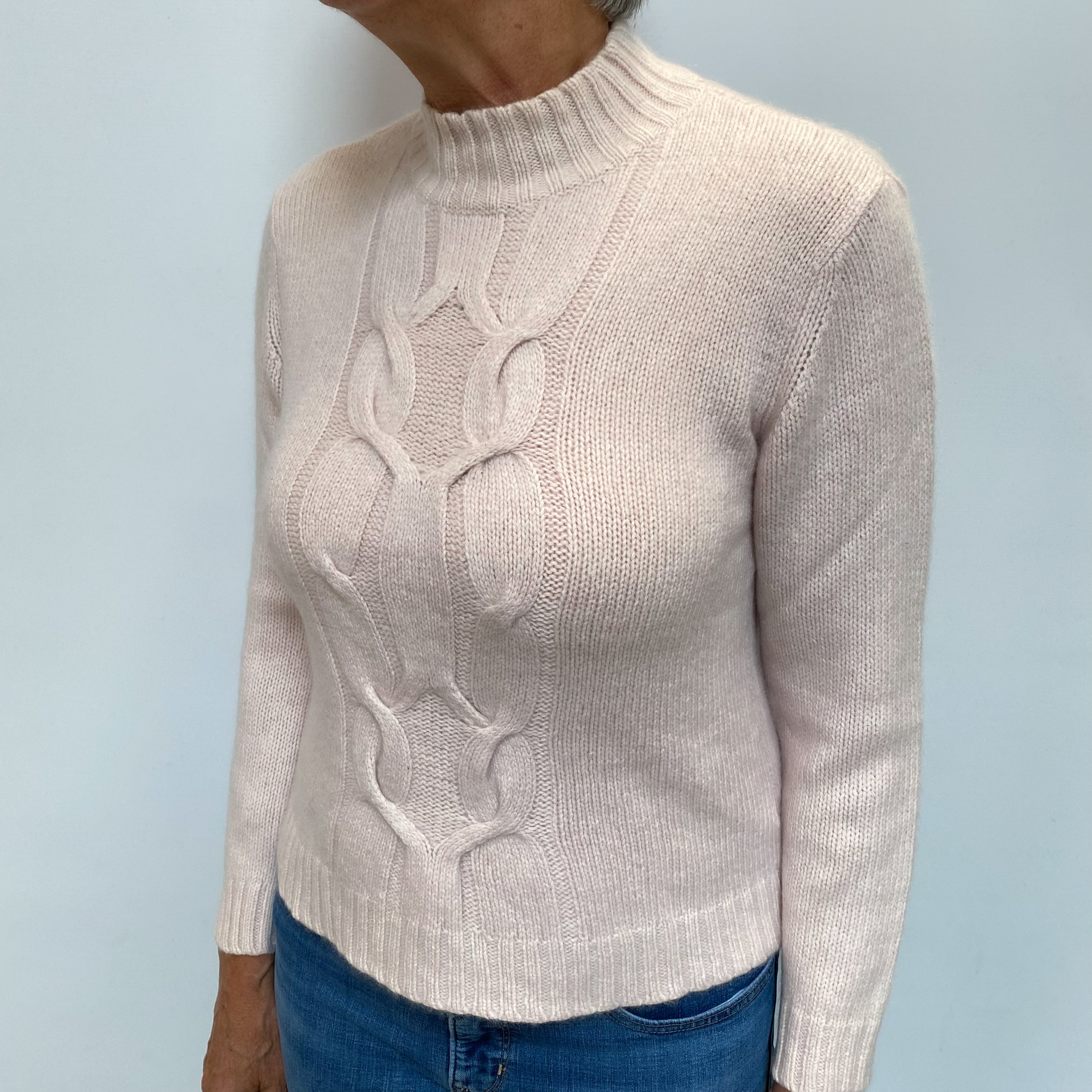 Ice Pink Cashmere Turtle Neck Jumper Medium