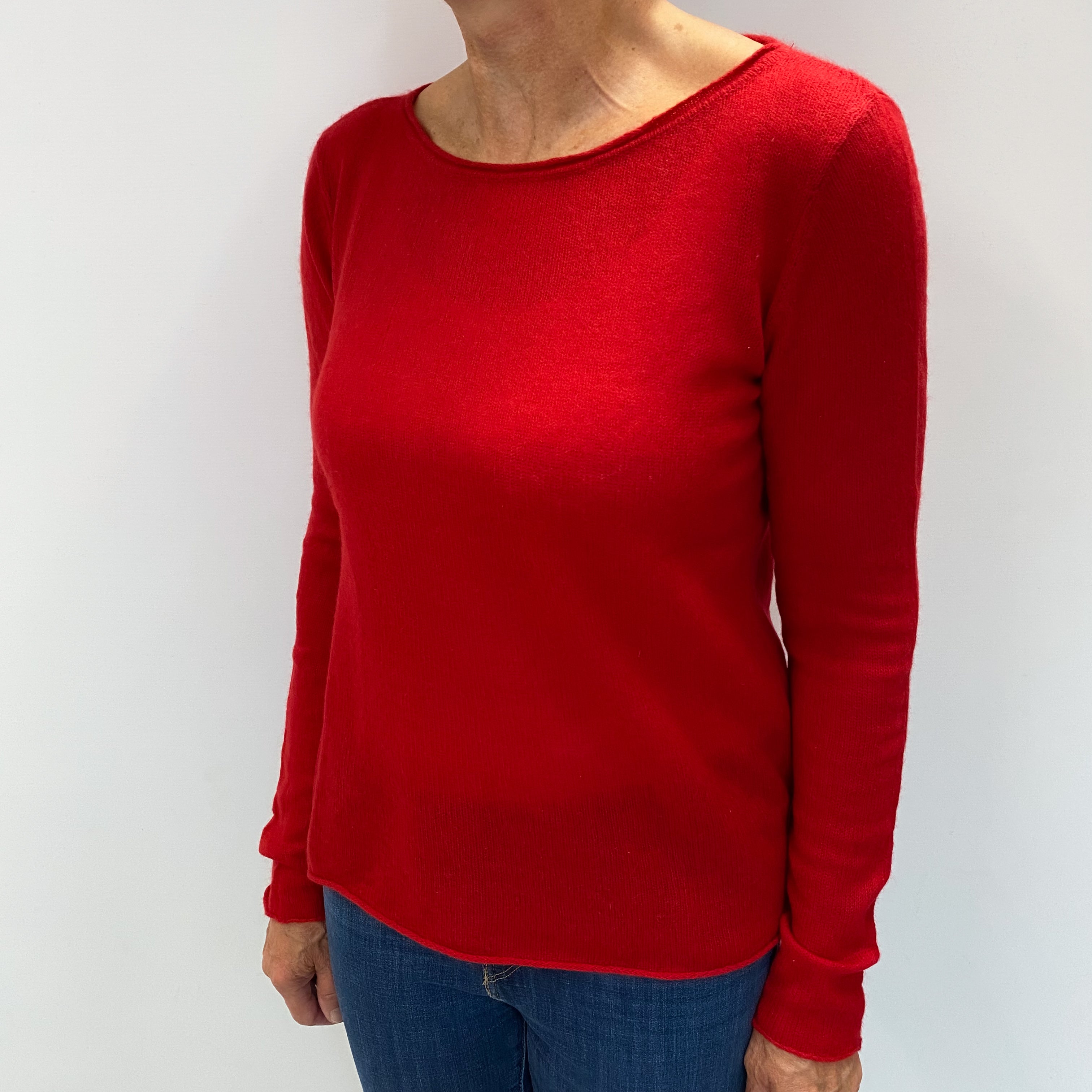 Scarlet Red Cashmere Crew Neck Jumper Medium