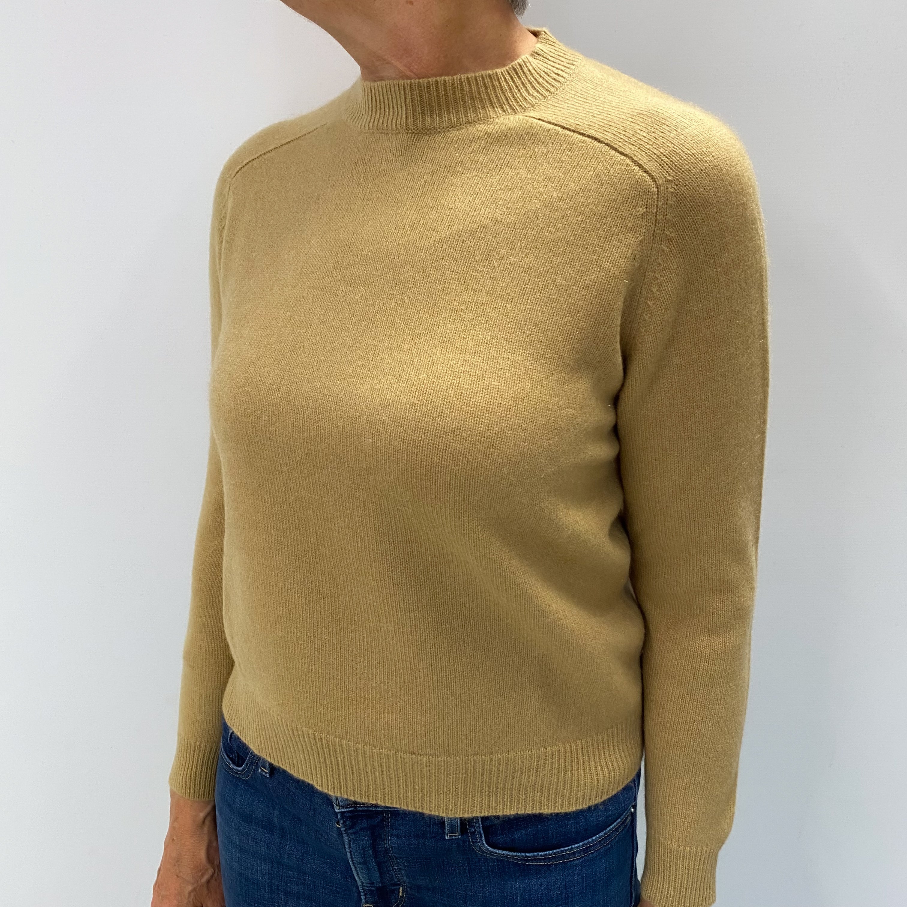Caramel Brown Cashmere Low Turtle Neck Jumper Medium