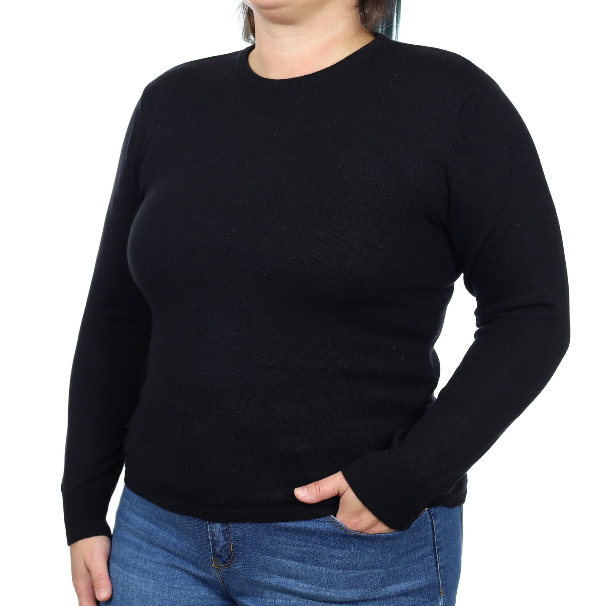 Black Cashmere Crew Neck Jumper Large