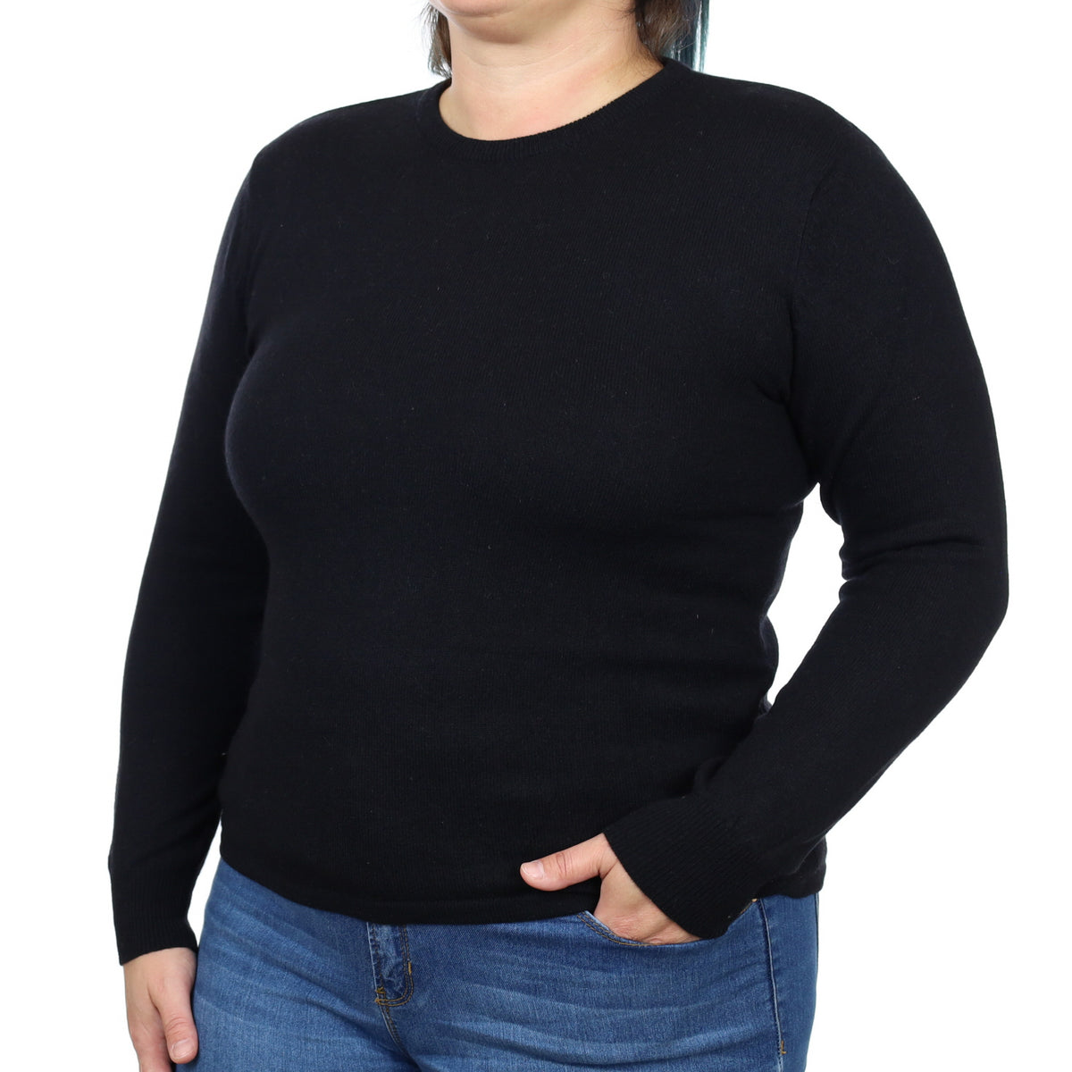 Black Cashmere Crew Neck Jumper Large