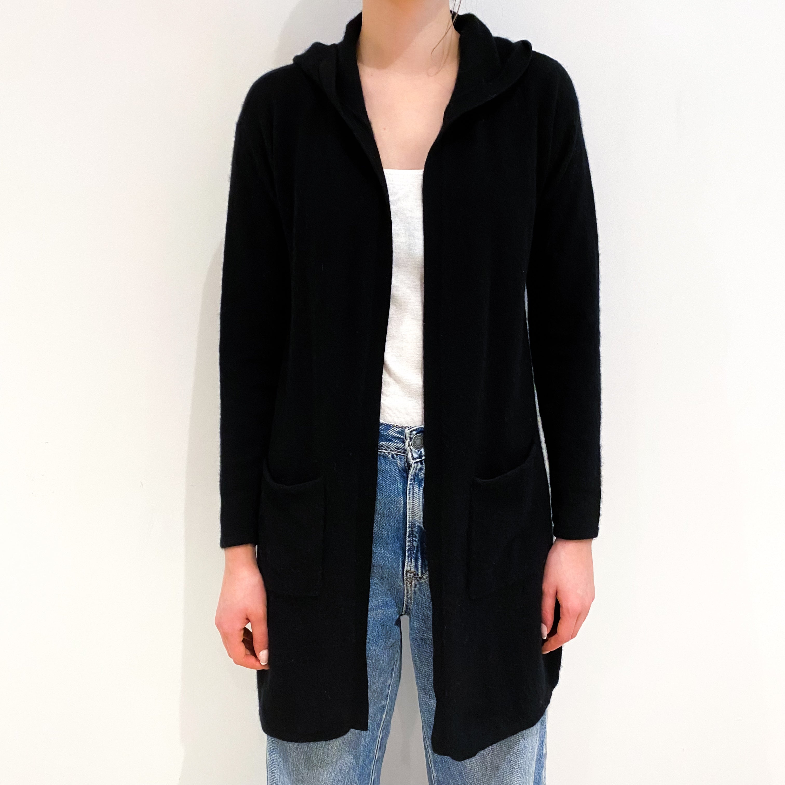 Black Cashmere Edge To Edge Cardigan Extra Small