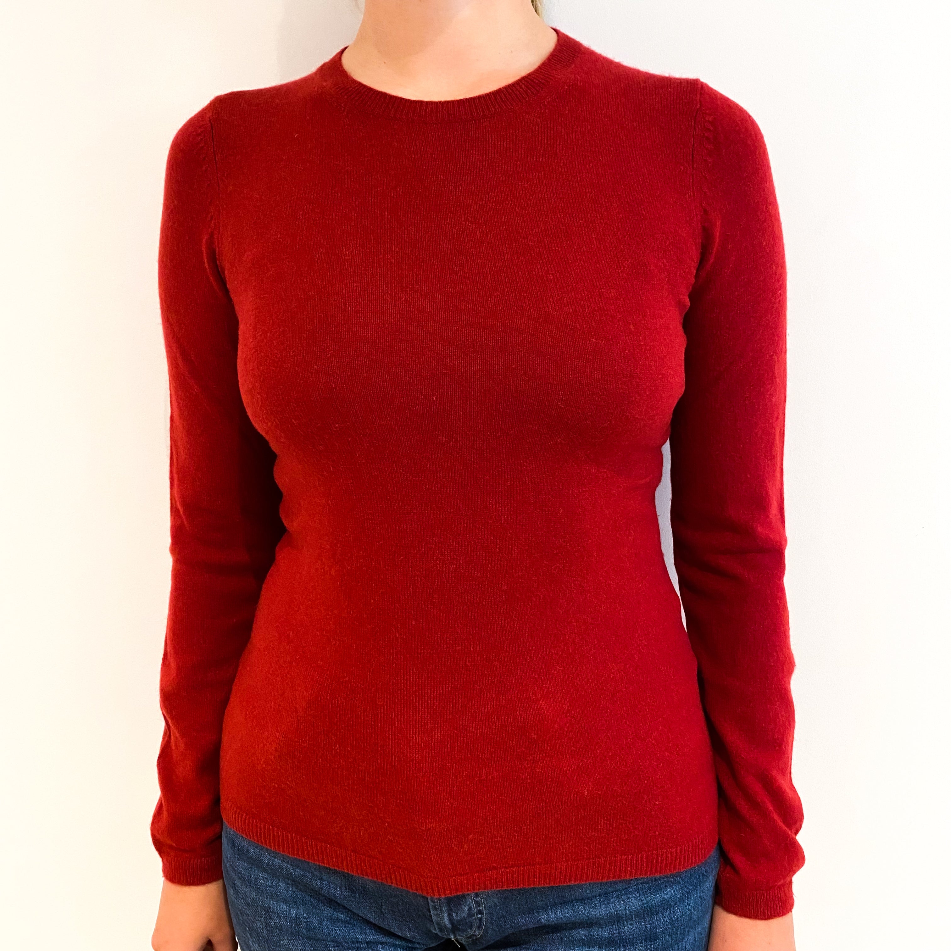 Paprika Red Cashmere Crew Neck Jumper Small