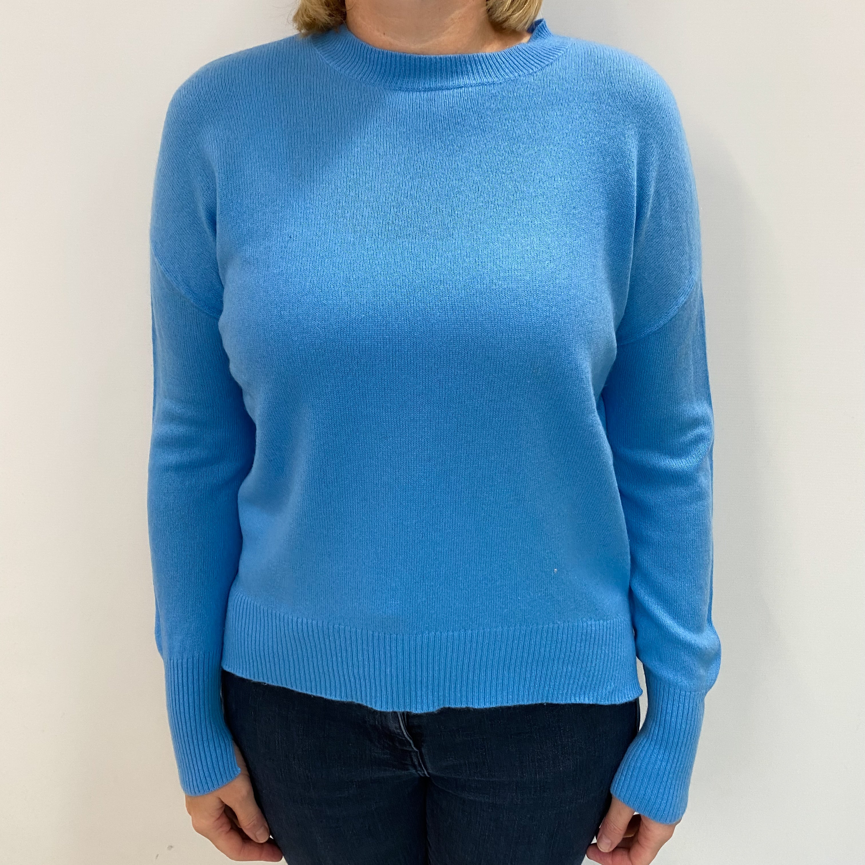 Sky Blue Cashmere Crew Neck Jumper Large